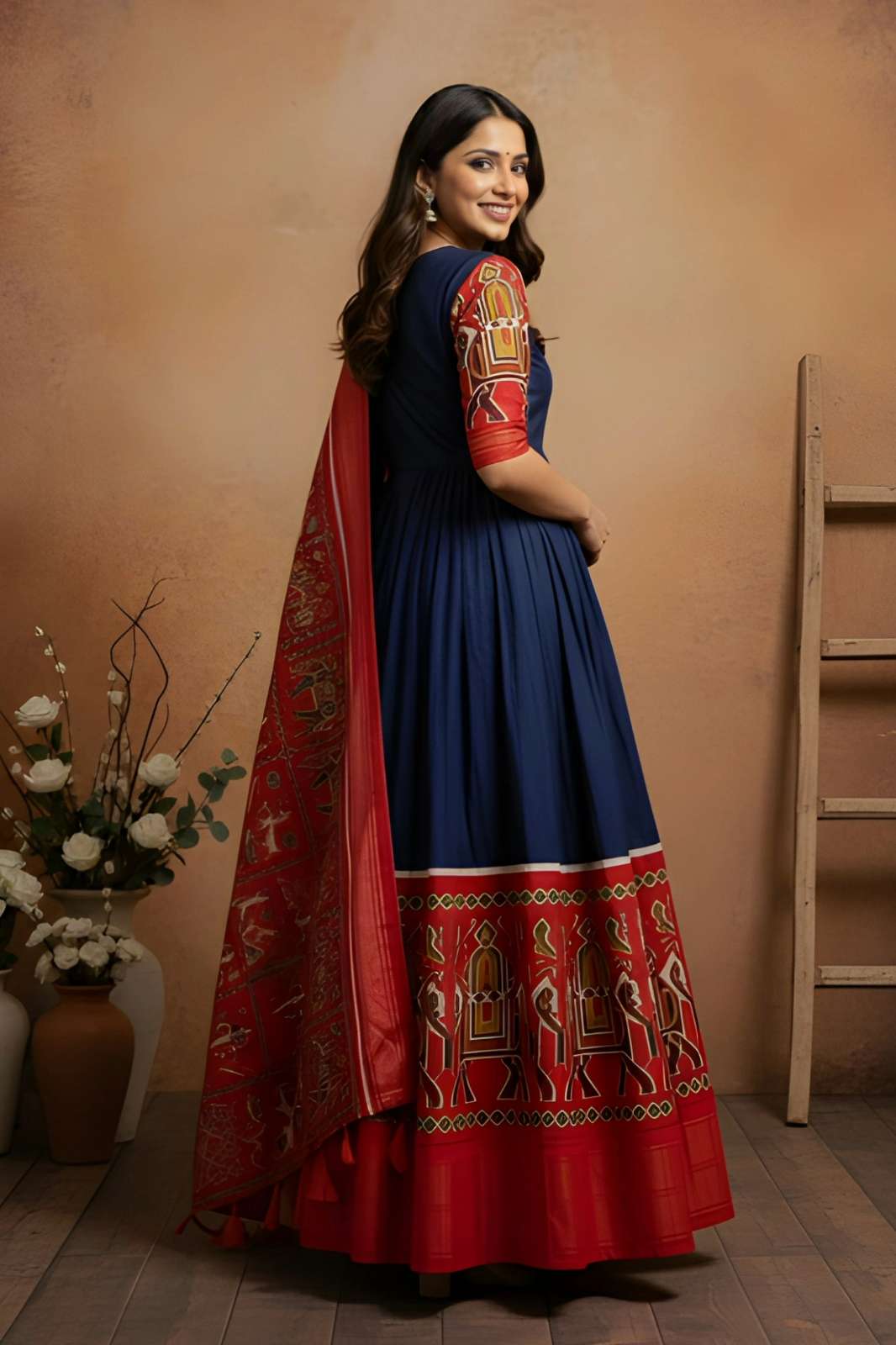 Shri Balaji Emporium 22466 Presents Blue Floral Printed Delta Silk Fabric kurta with dupatta 