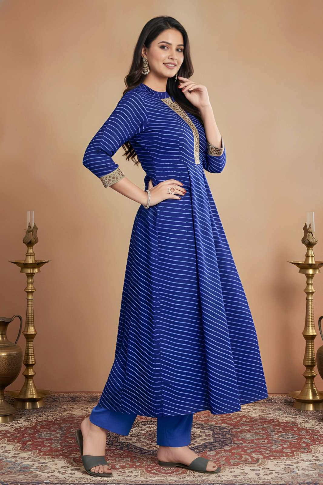 Shri Balaji Emporium 22467 Presents Blue Leheriya Printed Georgette Fabric kurta with dupatta 