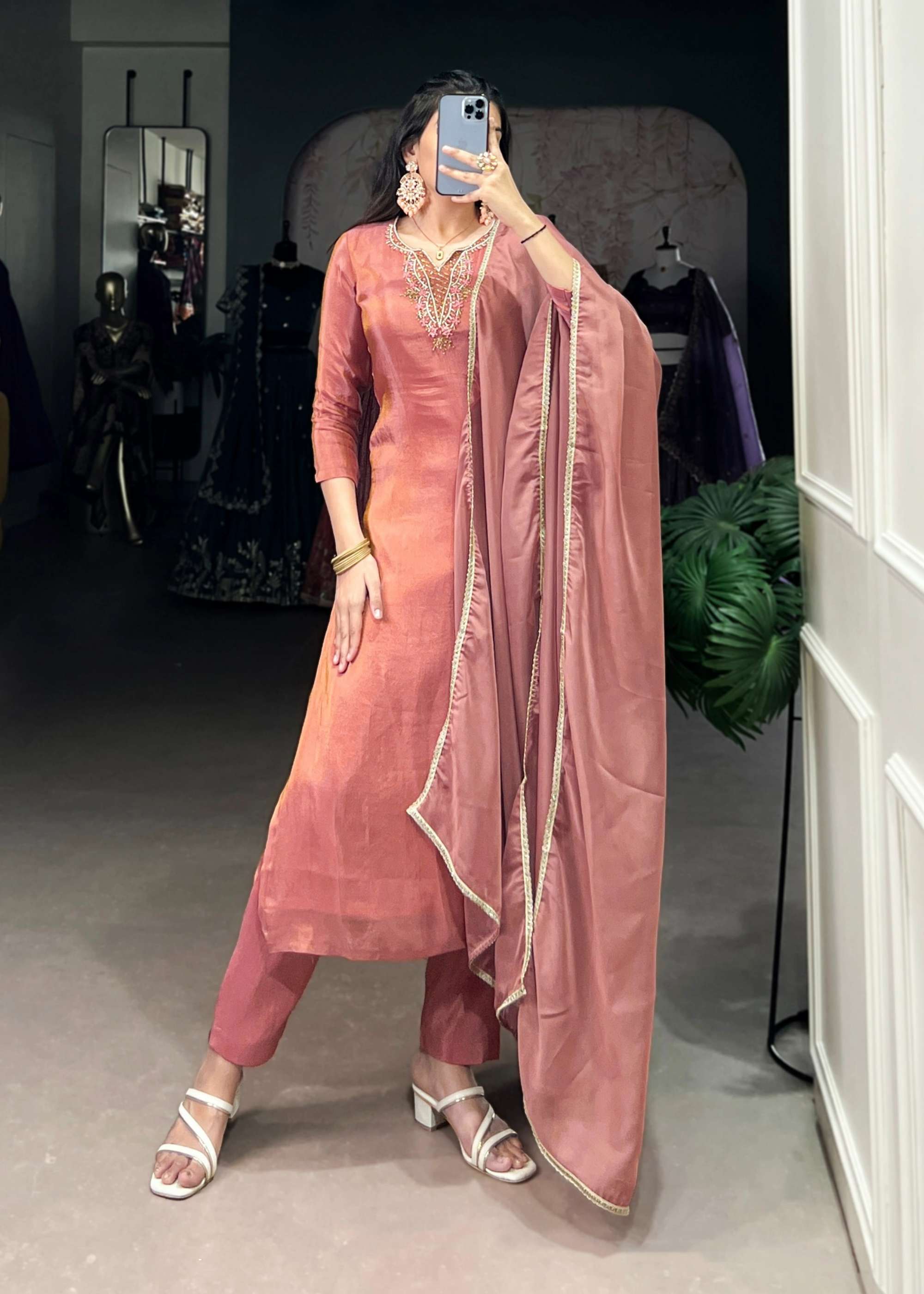 Shri Balaji Emporium 22626 Presents Viscose Tissue suit with bead work