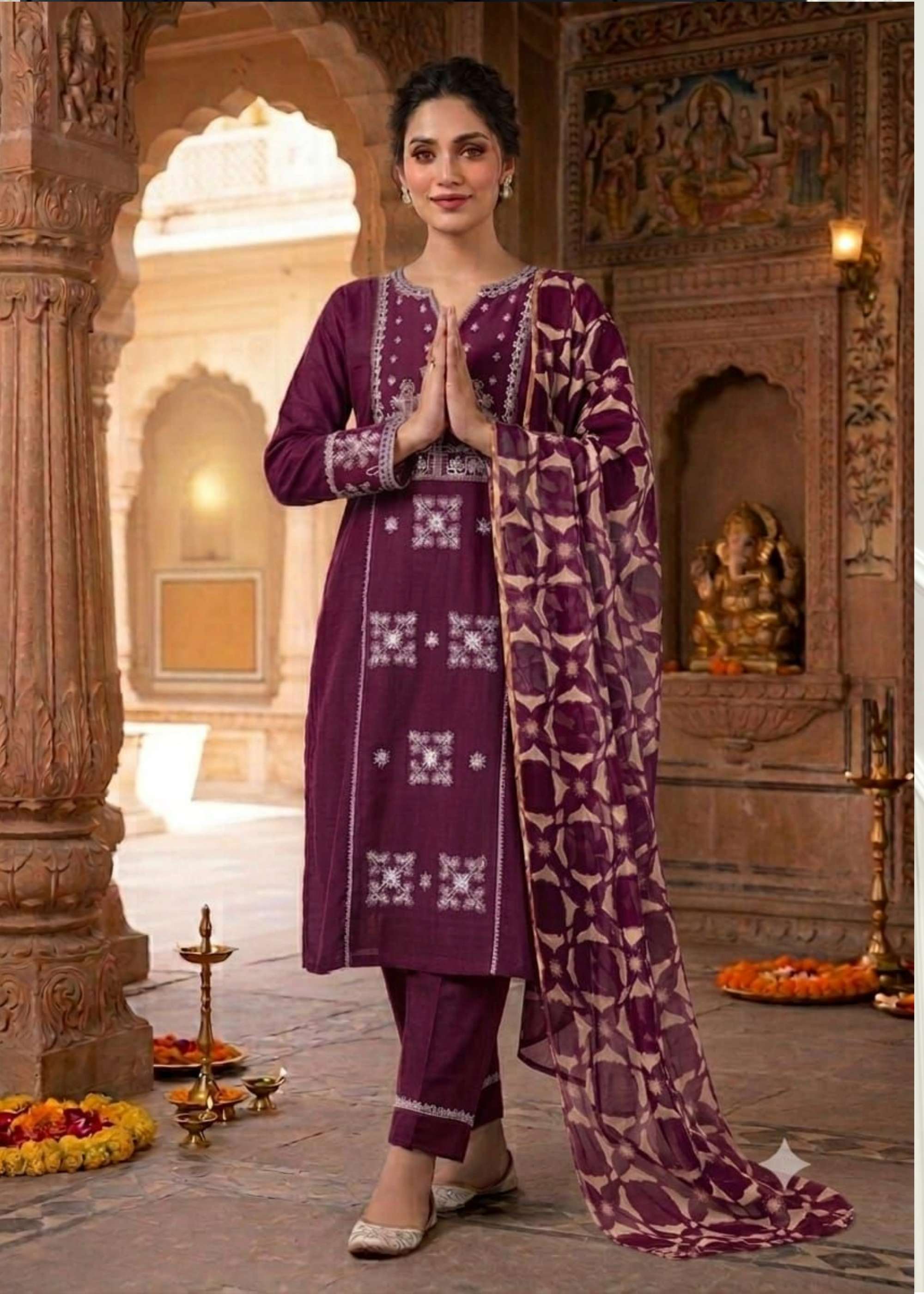 Shri Balaji Emporium 22630 SLUB COTTON WITH BEAUTIFUL EMBROIDERY WORK SUIT