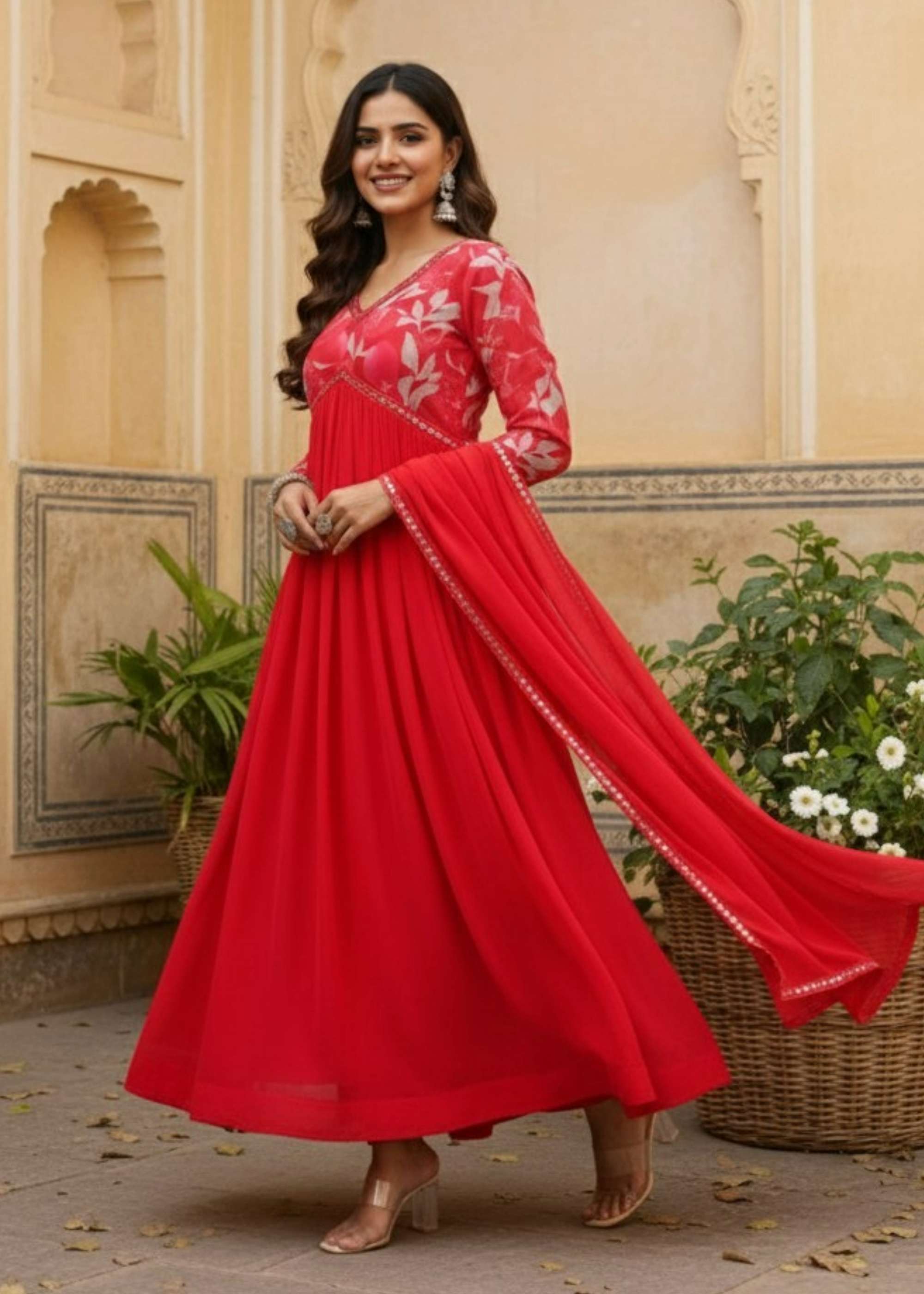 Shri Balaji Emporium 22650  READY TO WEAR Heavy Georgette With Digital Printed & Embroidery Lace Work Suit