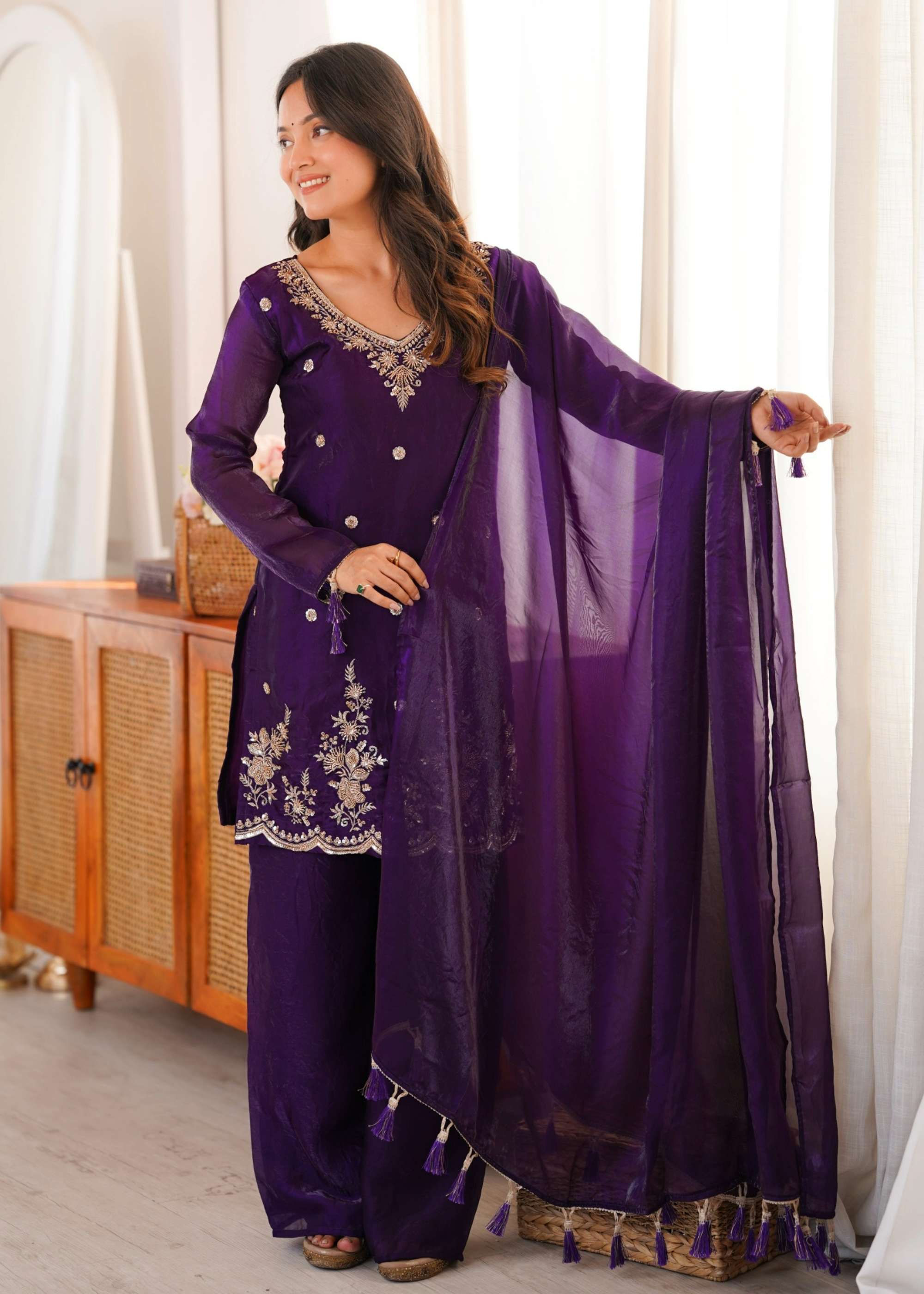 Shri Balaji Emporium 22652 READY TO WEAR Fendi Silk Heavy Embroidery Beads Sequence & Thread Work Suit 