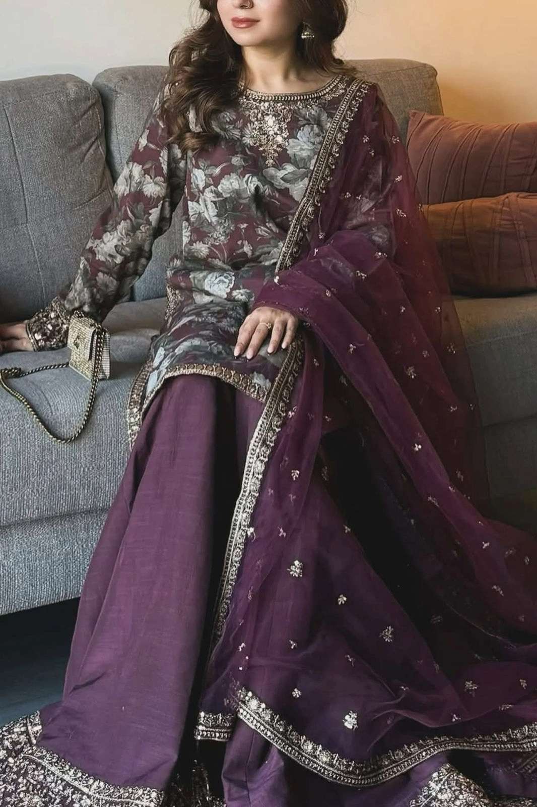 Shri Balaji Emporium 22672 READY TO WEAR Maslin Cotton sequins zari & thread embroidery work Suit