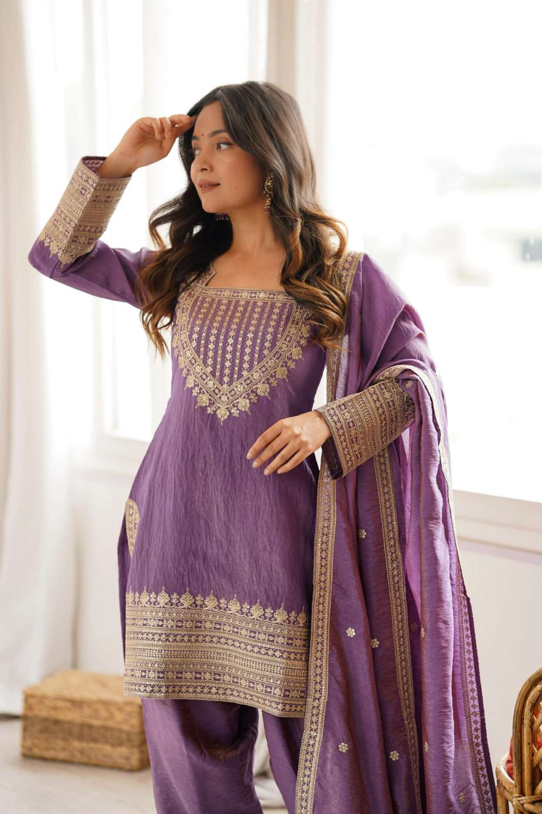 Shri Balaji Emporium 22687 VICHITRA  SILK FABRIC WITH EMBROIDERY SEQUENCE DORI AND JARI WORK SUIT 