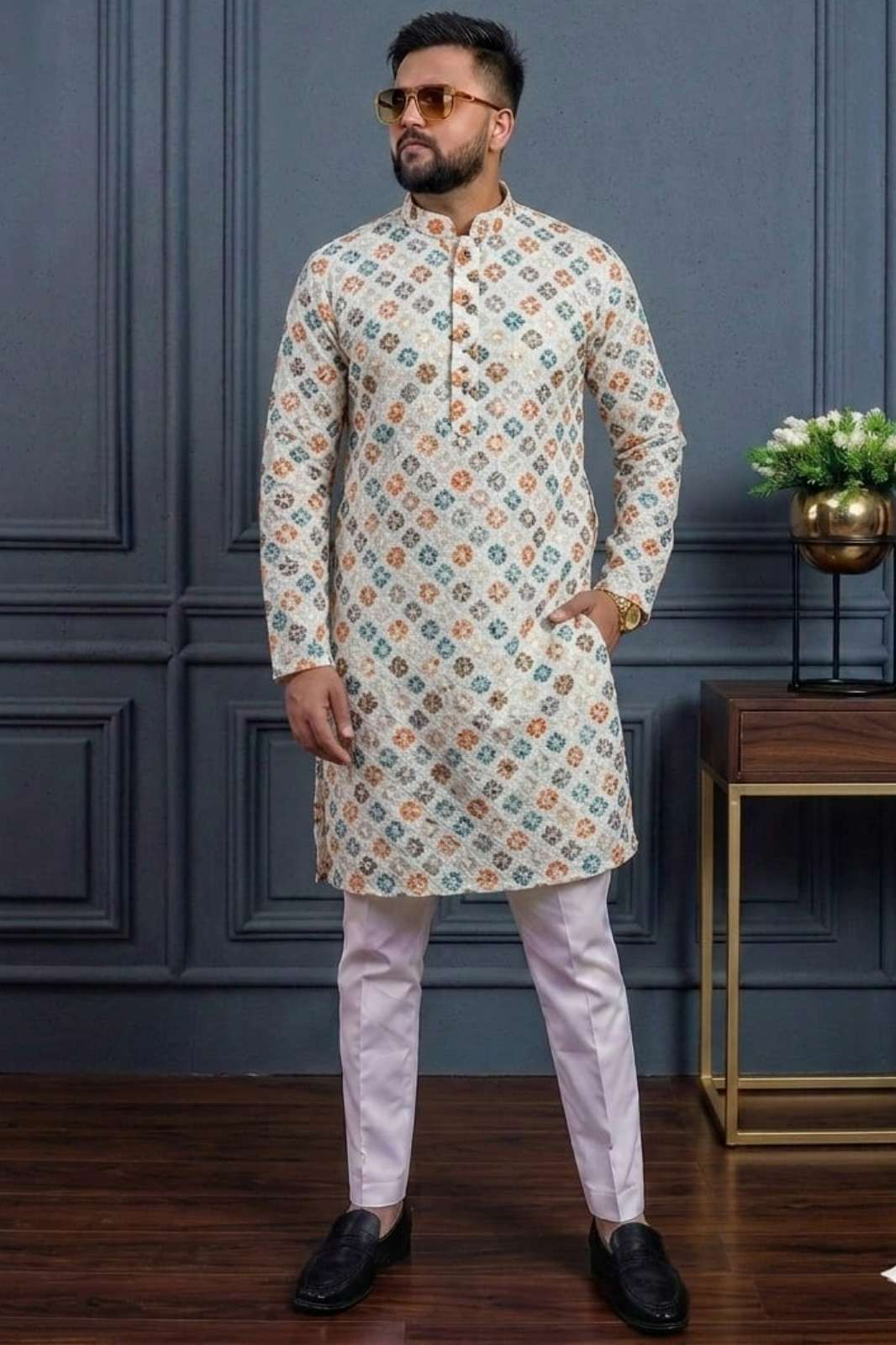 Shri Balaji Emporium 22695 Rayon Fabric digitally printed Mens Kurta Pjama set 