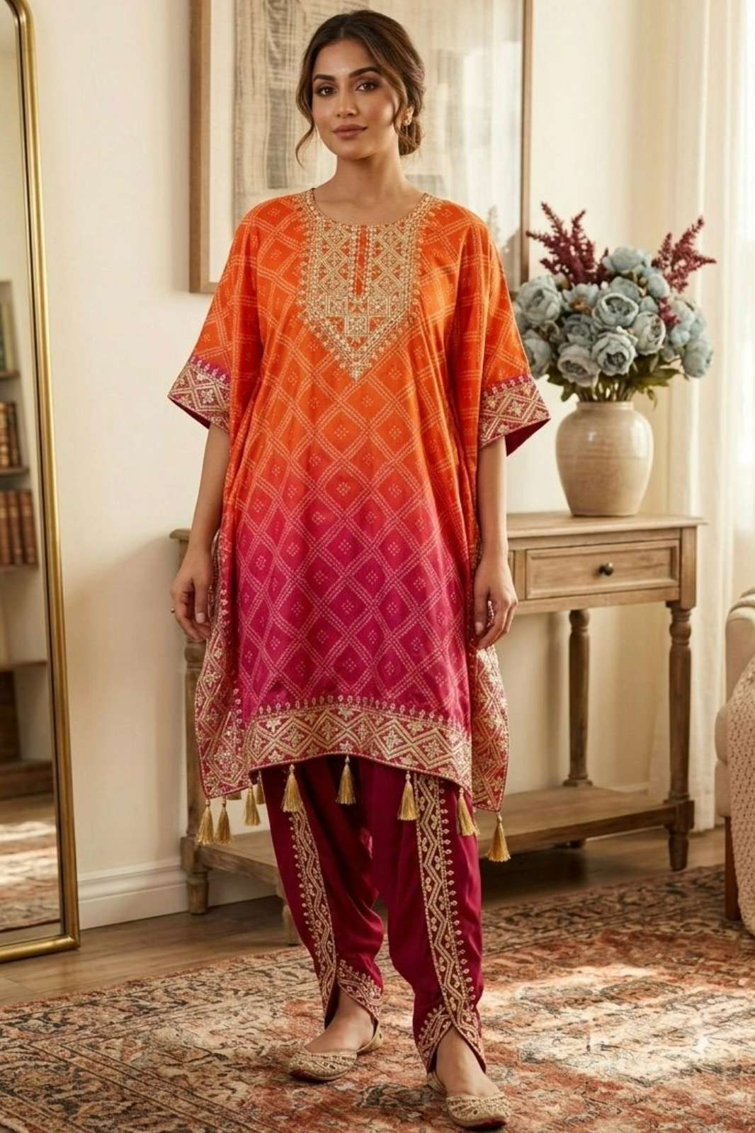 Shri Balaji Emporium 22752 Ready to wear Pure Chinon Silk Sequins & Zari Embroidery Work Kaftan Suit 