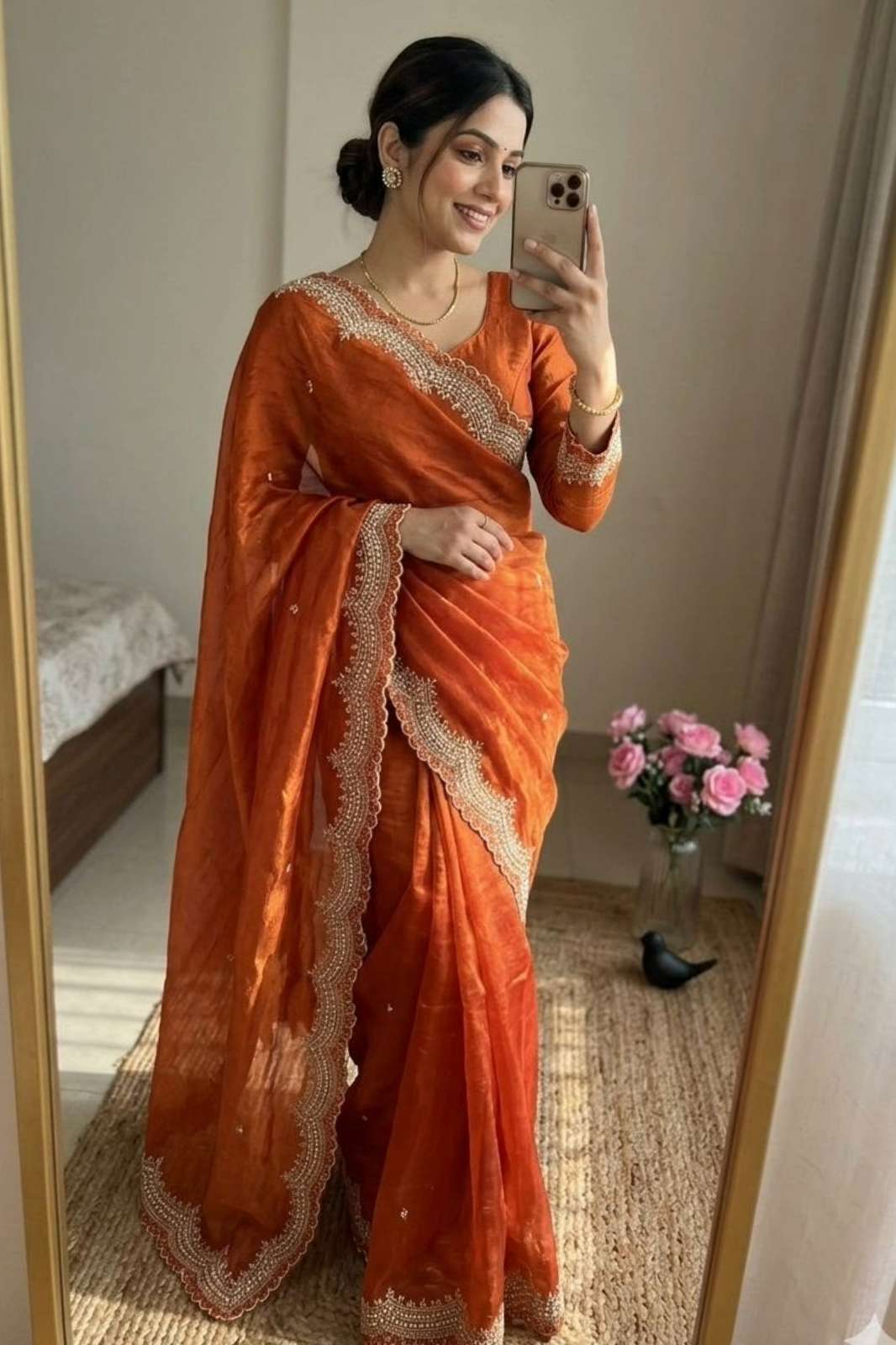 Shri Balaji Emporium 23129 Fendy Satin Saree with Pearl & Embroidery Work