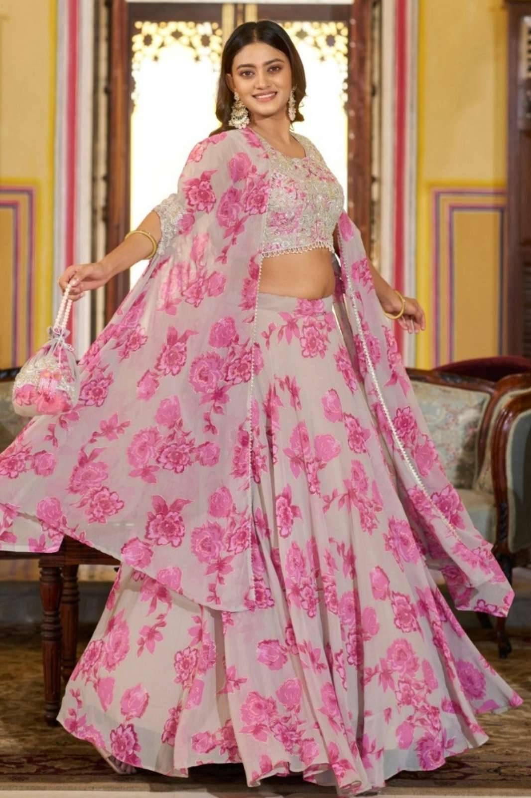Shri Balaji Emporium 23139 Georgette Thread Embroidery & Sequins Navratri Lehenga Choli