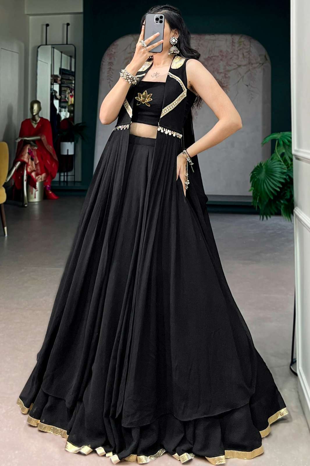 Shri Balaji Emporium 23140 Ready to Wear Beautiful Micro Crepe Handwork Navratri Lehenga Choli