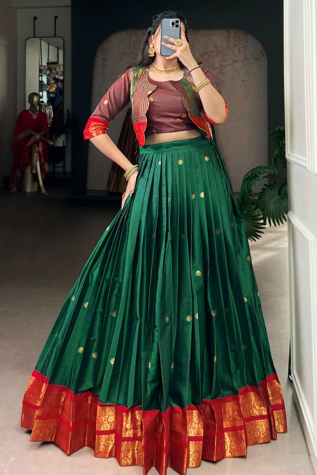 Shri Balaji Emporium 23142 Poly Cotton Zari Weaving Work Lehenga Choli