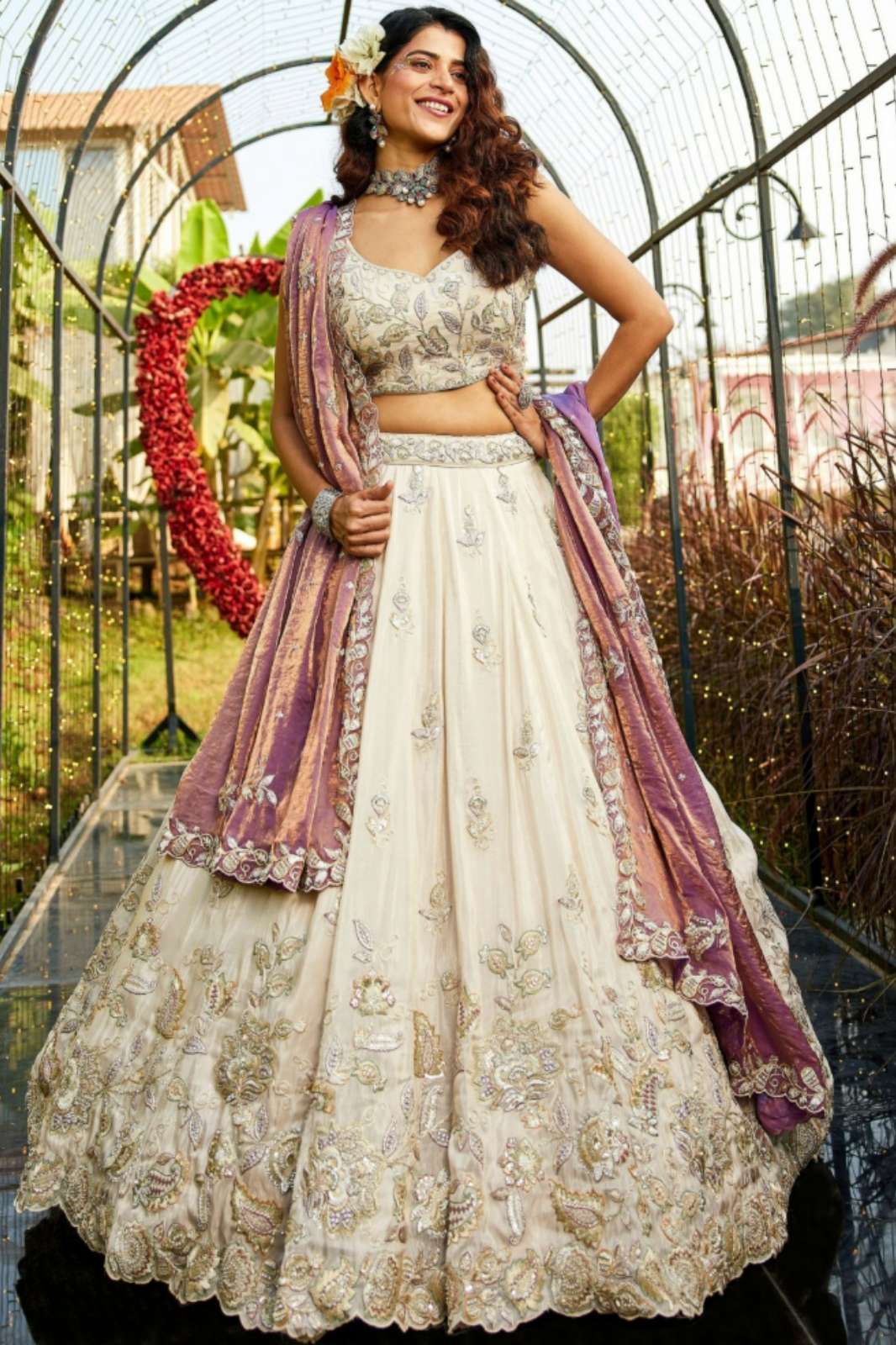 Shri Balaji Emporium DRS220 Premium Pure Tissue Embroidery & Sequins Work Lehenga