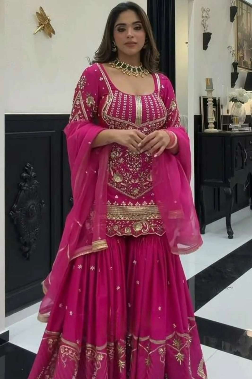 Shri Balaji Emporium DV 22831 Ready to Wear Sindoor Silk Sequins & Embroidery Work Suit
