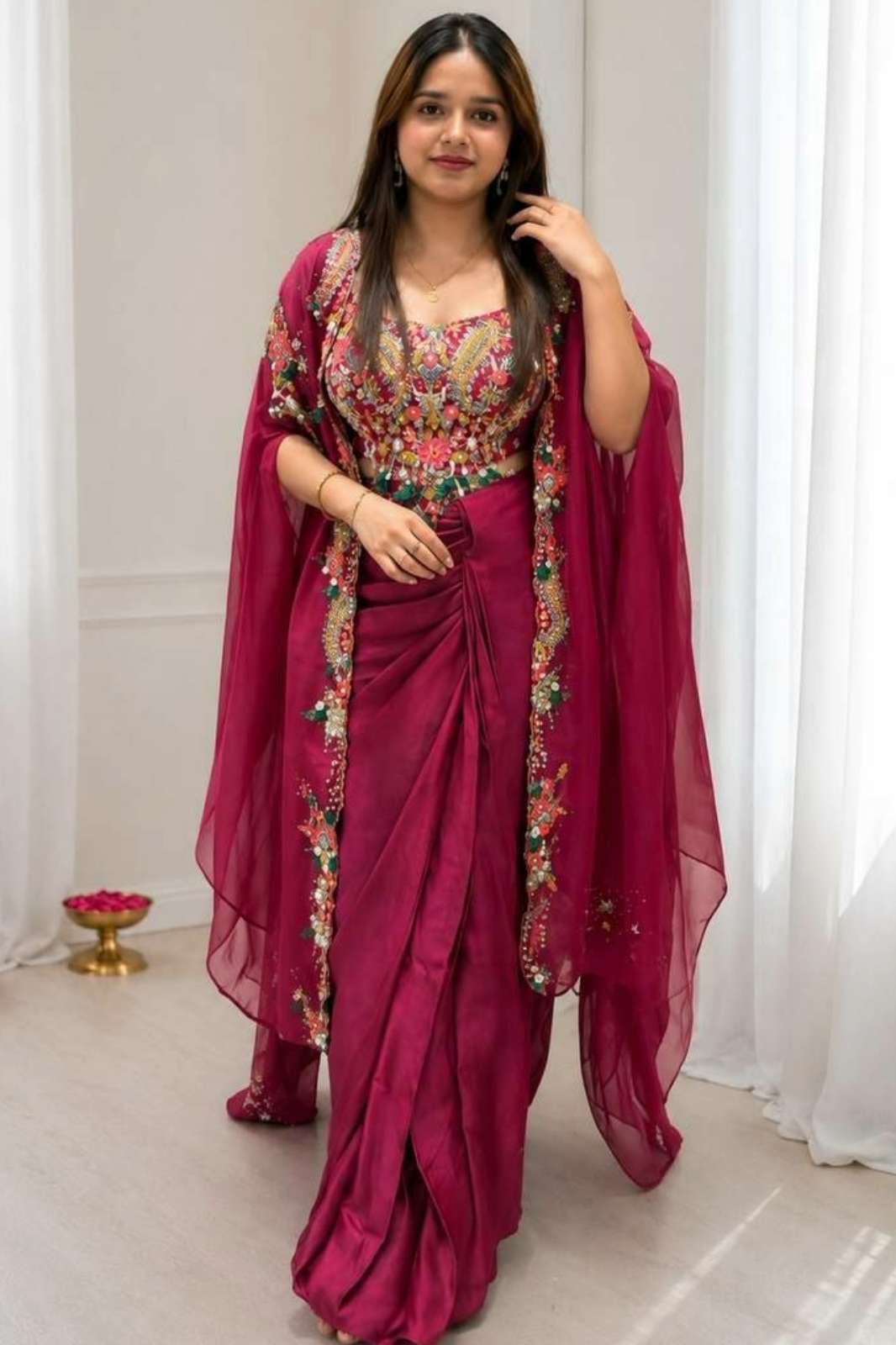 Shri Balaji Emporium DV 22841 Ready to wear Premium Crep Silk Sequins & Embroidered Dress