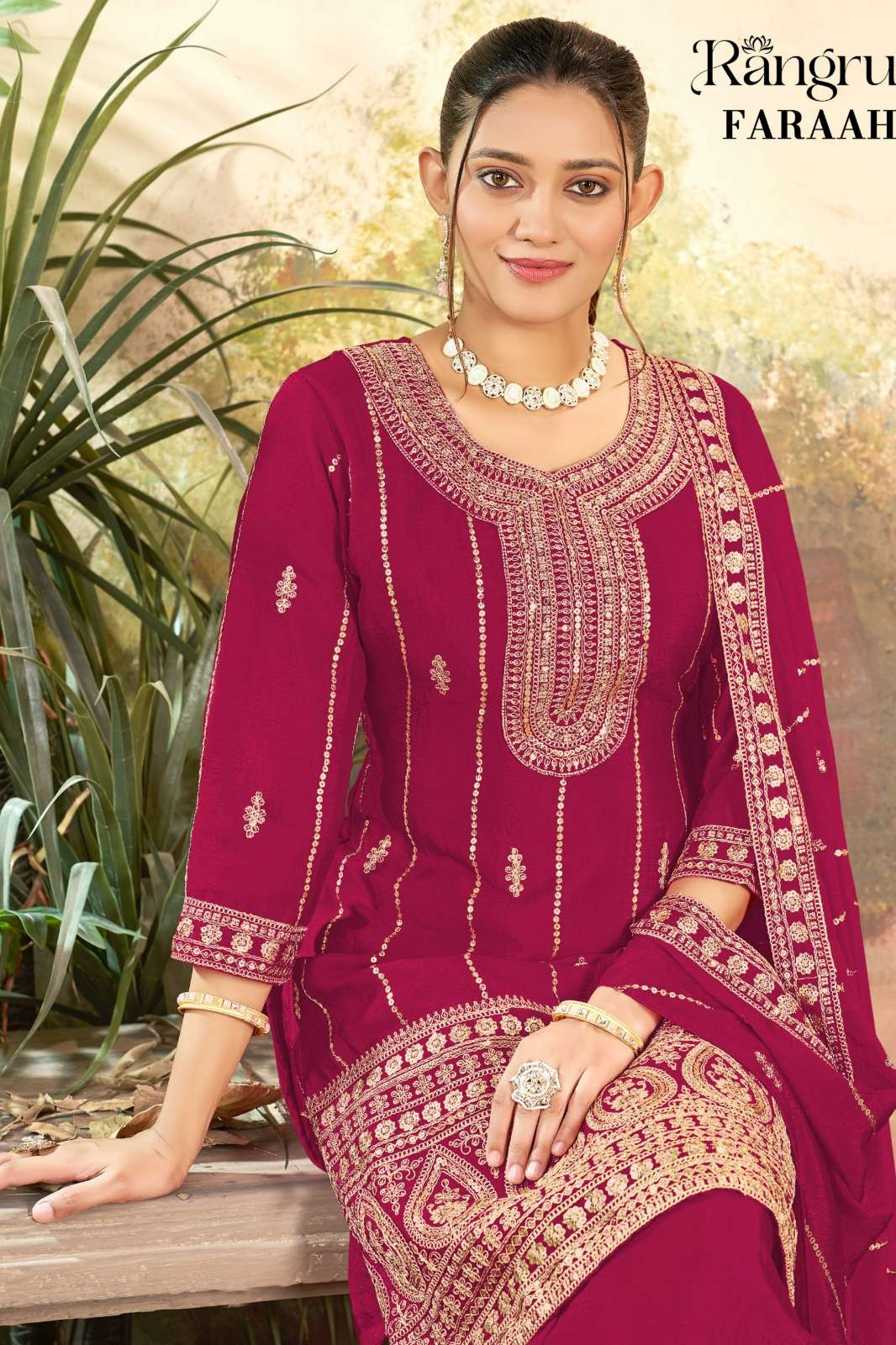 Shri Balaji Emporium FARAAH Pure Chinon Pakistani suit With Embroidery Work