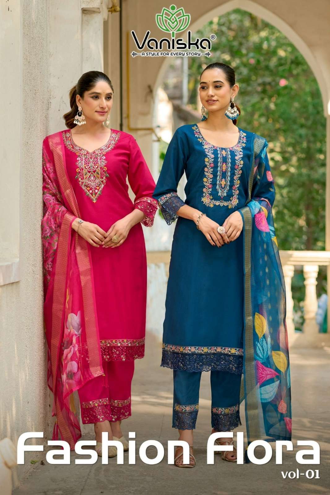 Shri Balaji Emporium FASHION FLORA VOL 1 BARLIN SILK Heavy Hand Embroidery Work suit 