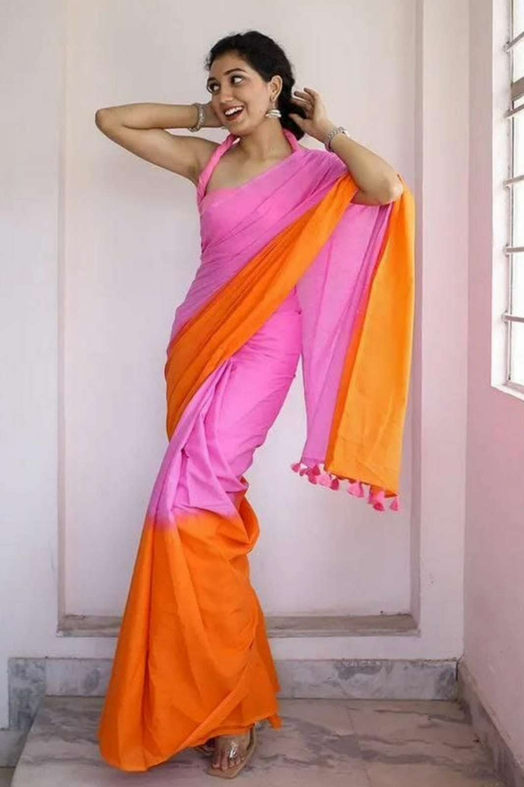 Shri Balaji Emporium MG375 Plain Linen Digital Printed Saree 
