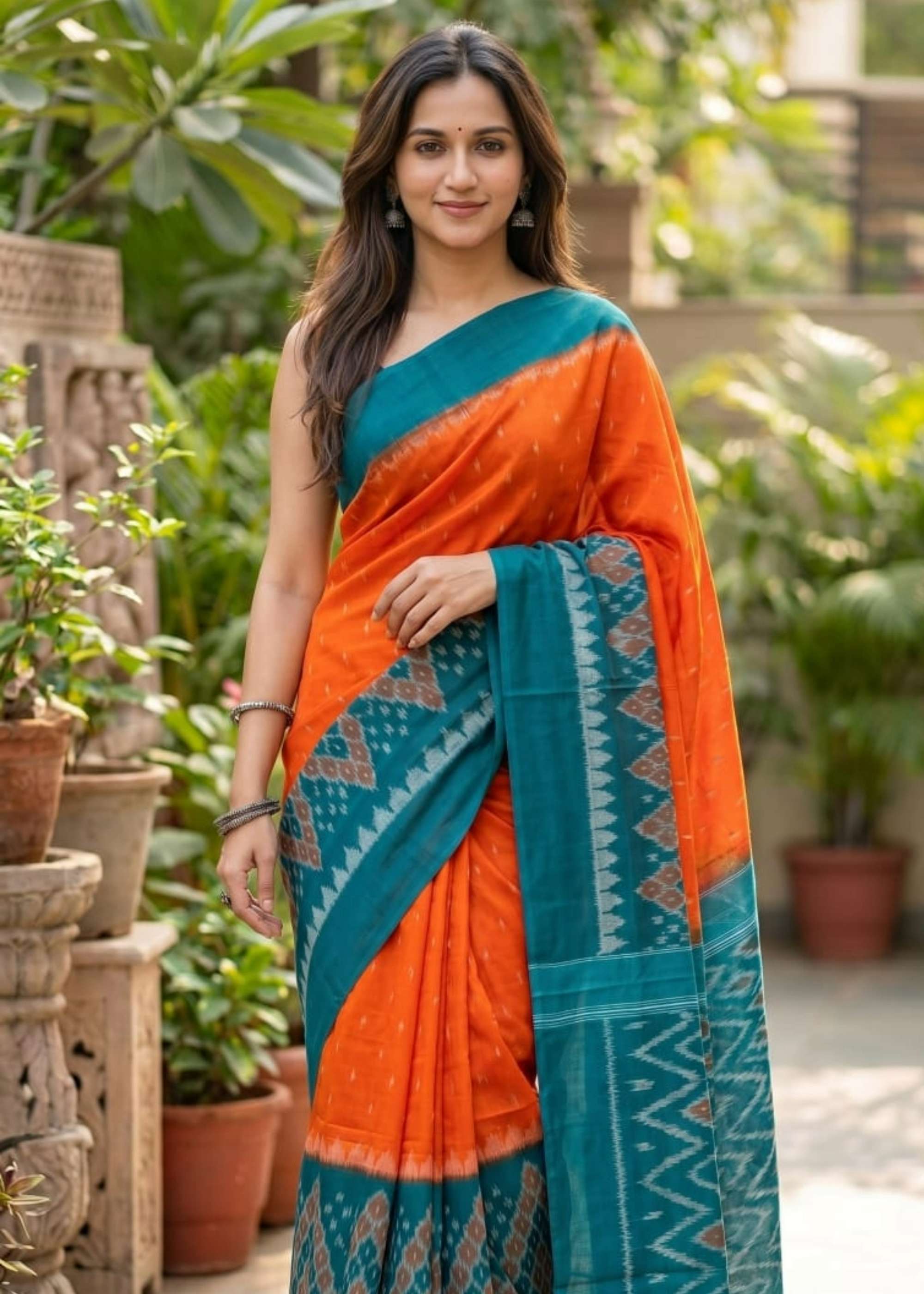 Shri Balaji Emporium MG380 Plain Linen Digital Printed Saree 