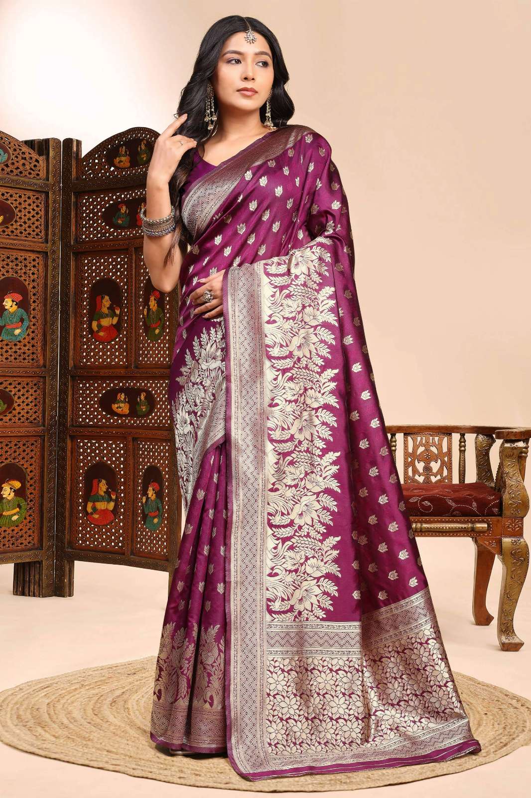 Shri Balaji Emporium PC PREET LICHI SILK DESIGNER WEAVING WORK FESTIVE WEAR SAREE