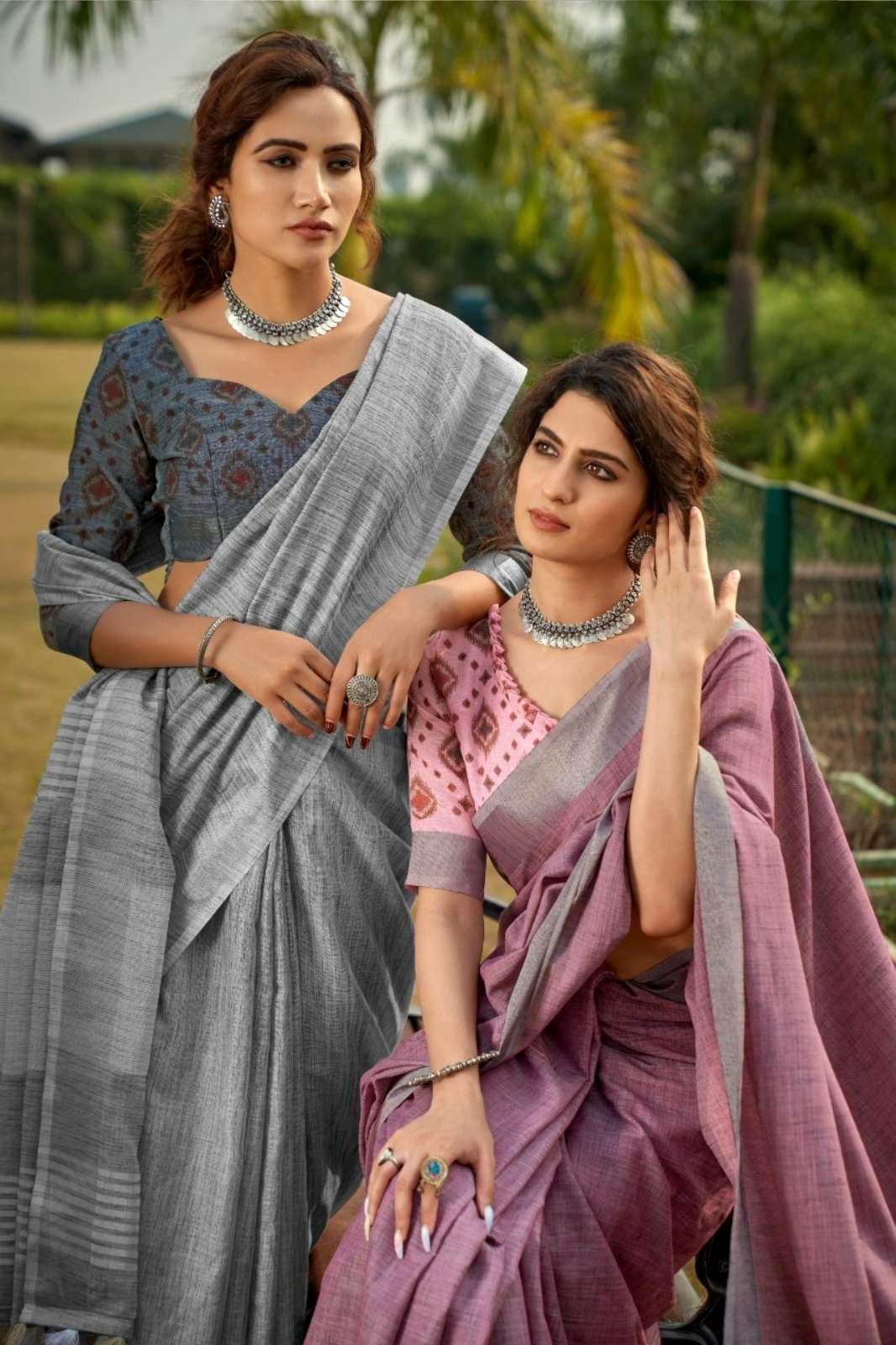 Shri Balaji Emporium Presents ABHIRUPI SILK SOFT LINEN SILK SAREE WITH KHADI DESIGN