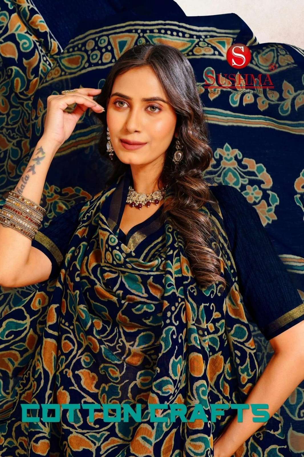Shri Balaji Emporium PRESENTS CHARMING COTTON STUNNING PRINTED COTTON FABRIC SAREES COLLECTION