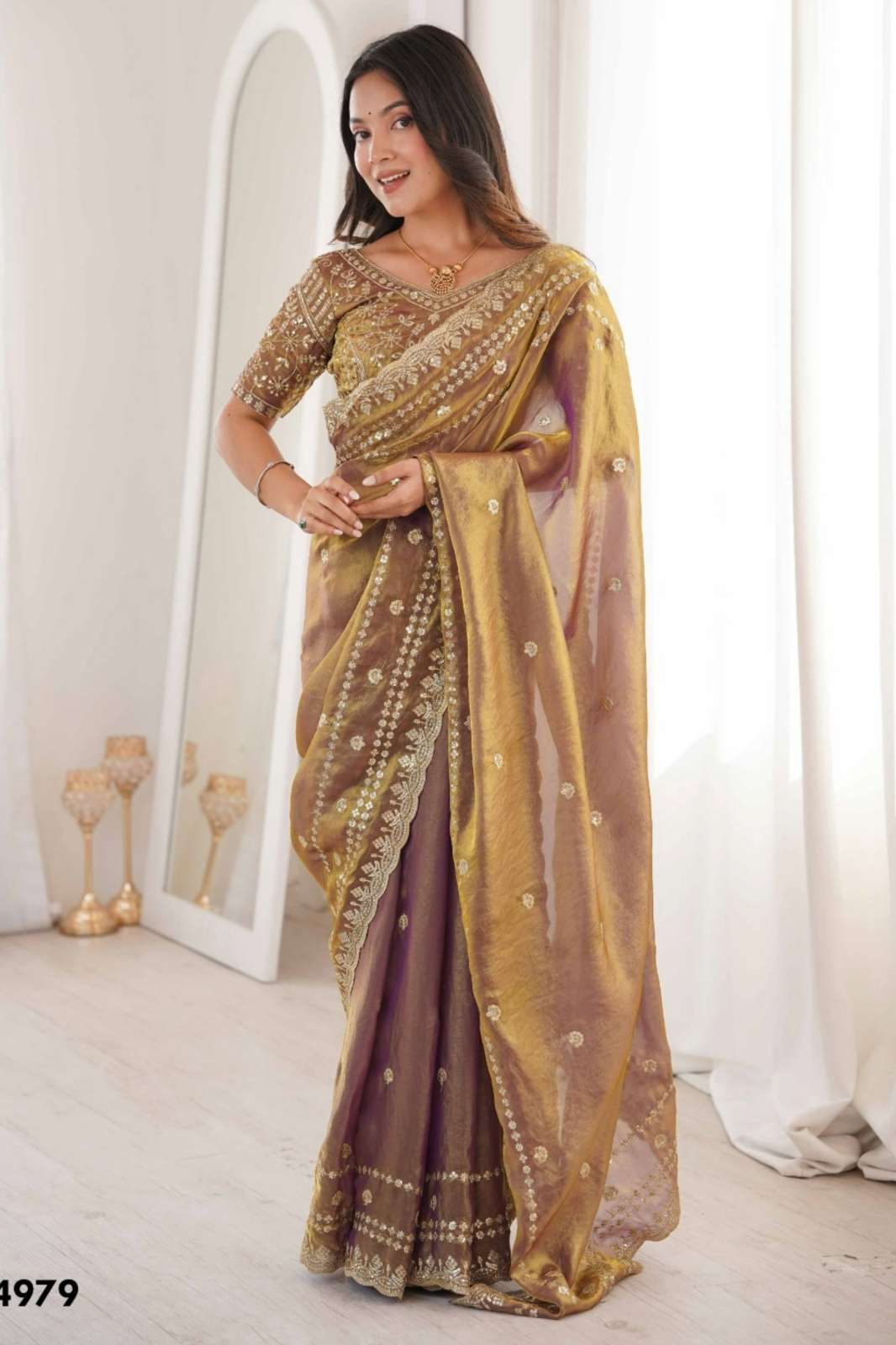 Shri Balaji Emporium RAMYA Fendy Satin Sequence Embroidery Work sarees collection