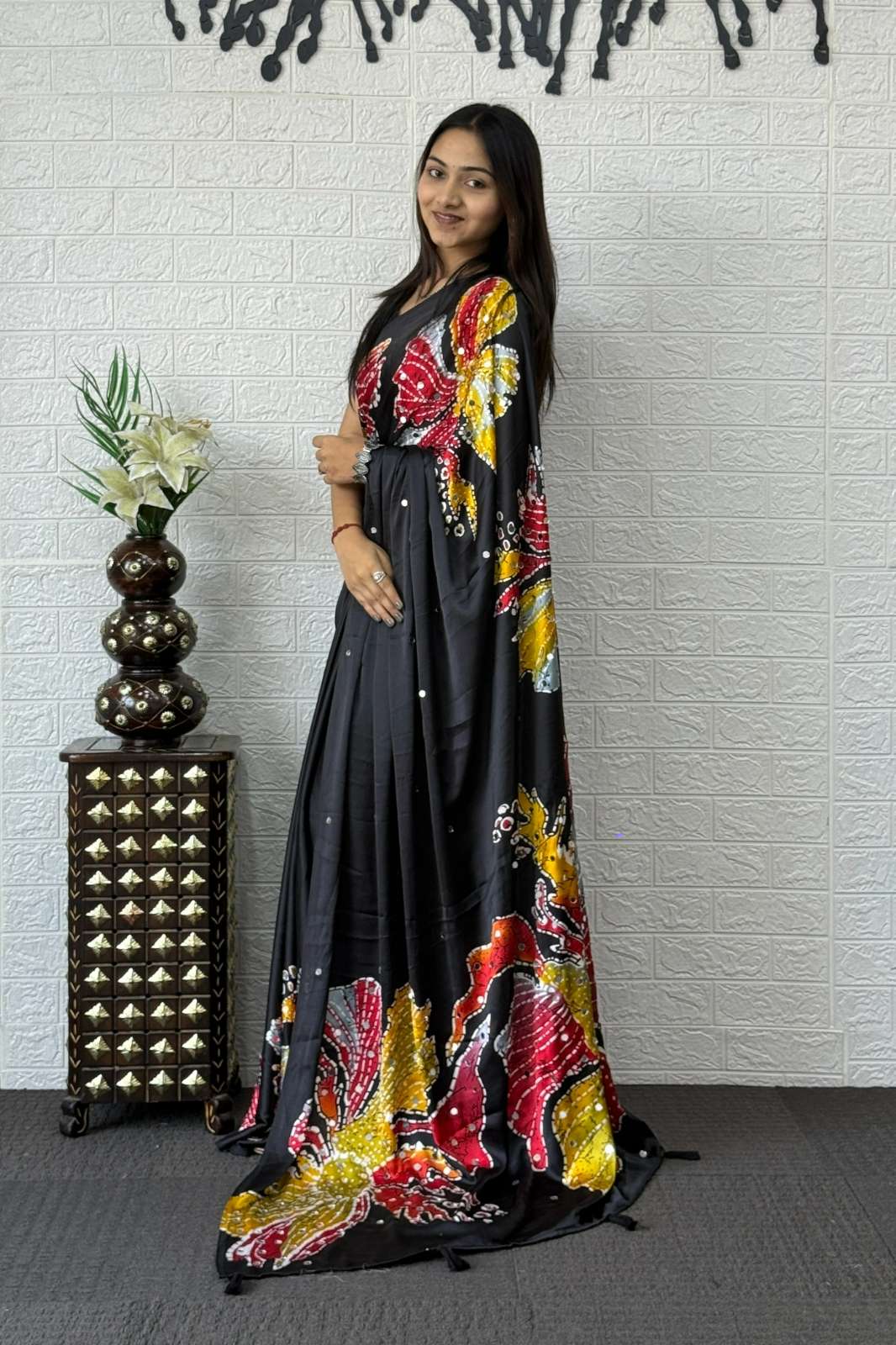 Shri Balaji Emporium SF 2295 Japan Satin Silk Heavy Mirror Work Saree