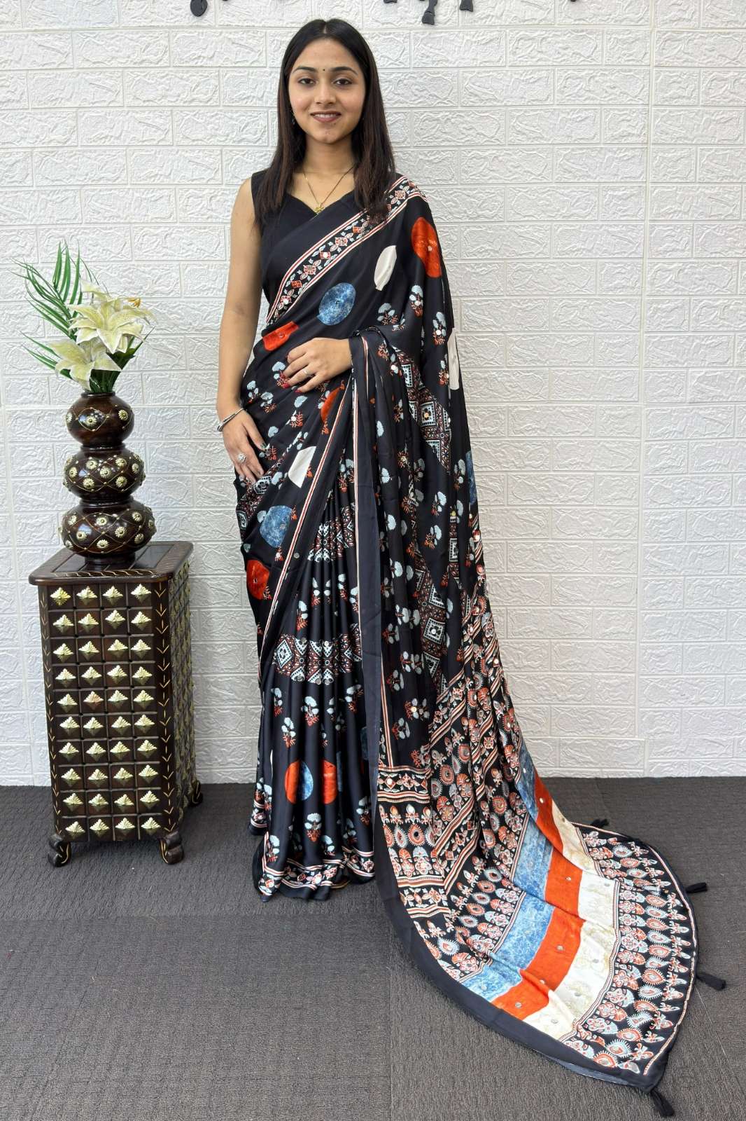 Shri Balaji Emporium SF 2349 Japan Satin Silk Real Mirror Work Saree