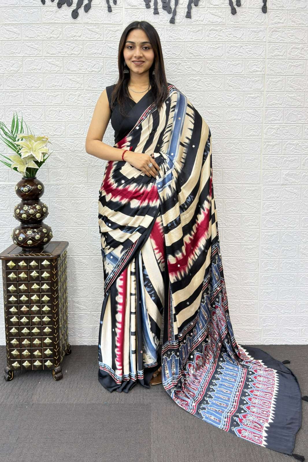 Shri Balaji Emporium SF 2352 Japan Satin Silk Real Mirror Work Saree