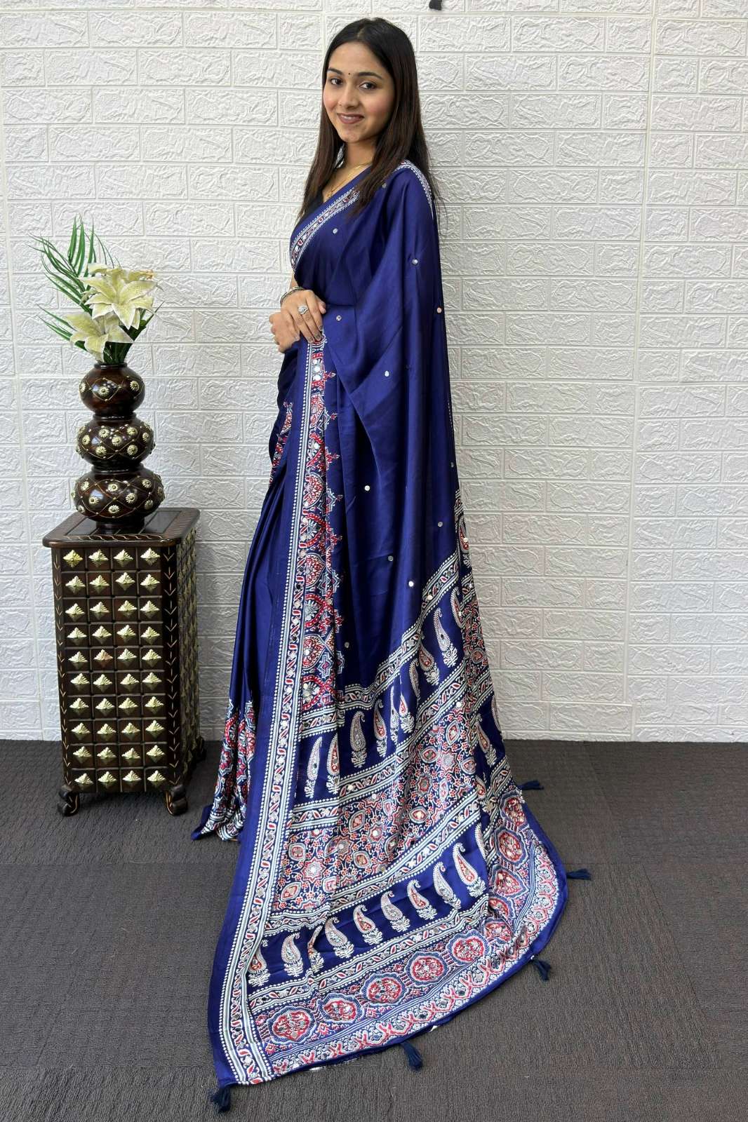 Shri Balaji Emporium SF 2360 Japan Satin Silk Heavy Mirror Work Saree