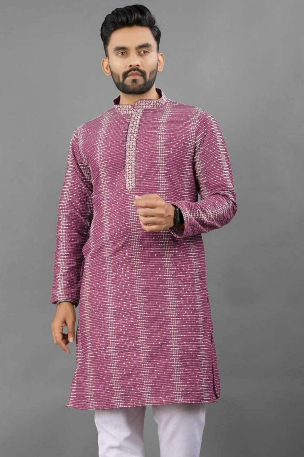 Shri Balaji Emporium SK 22927 Imported Fabric Embroidery Work Mens Kurta 