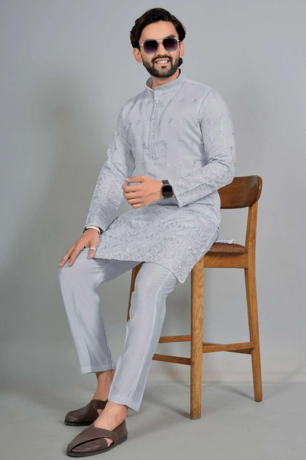 Shri Balaji Emporium SK 22931 Cotton Silk Embroidery Work Mens Kurta Payjama