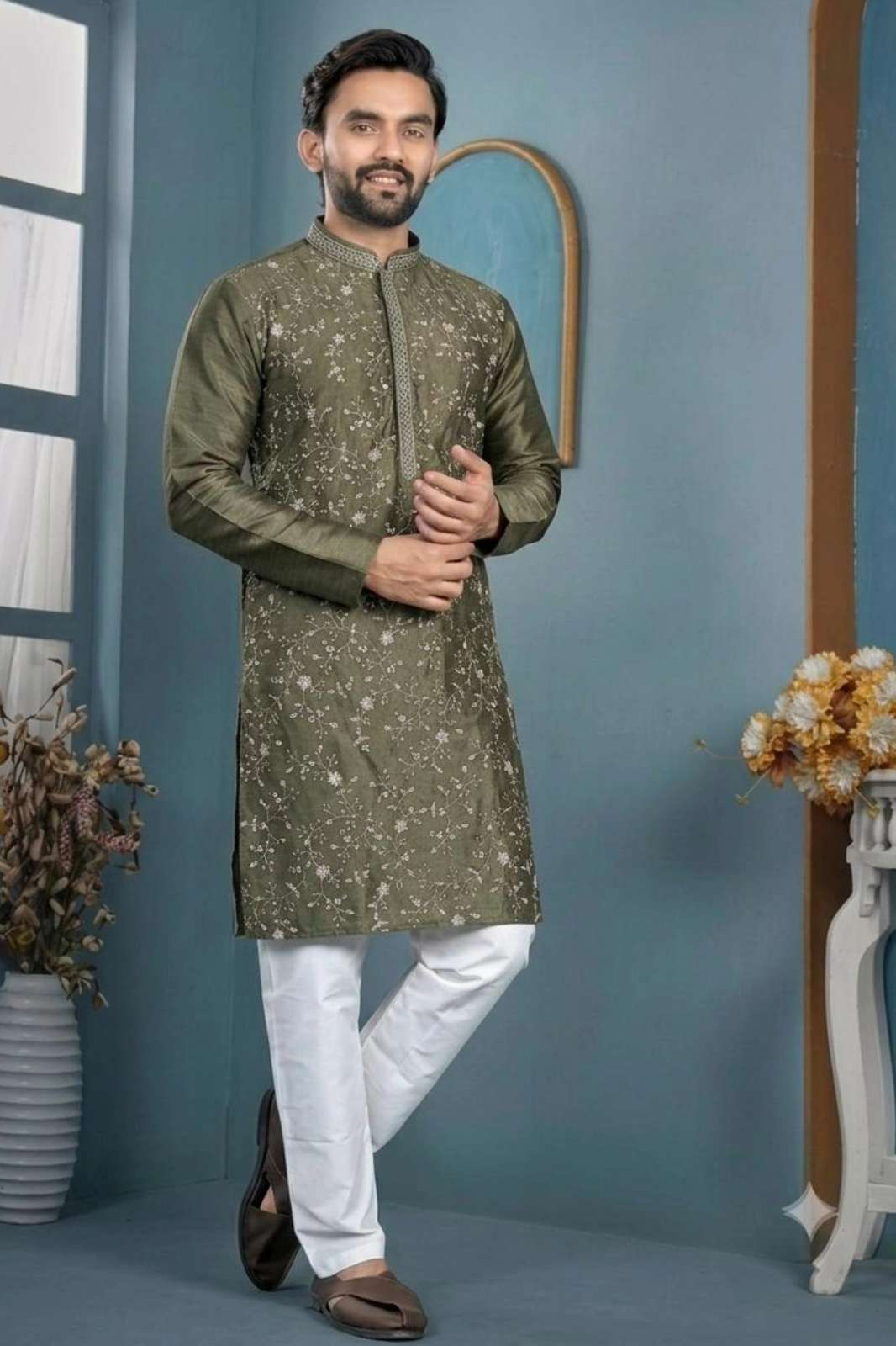 Shri Balaji Emporium SK 22932 Reyon Digital Printed Work Mens Kurta Set