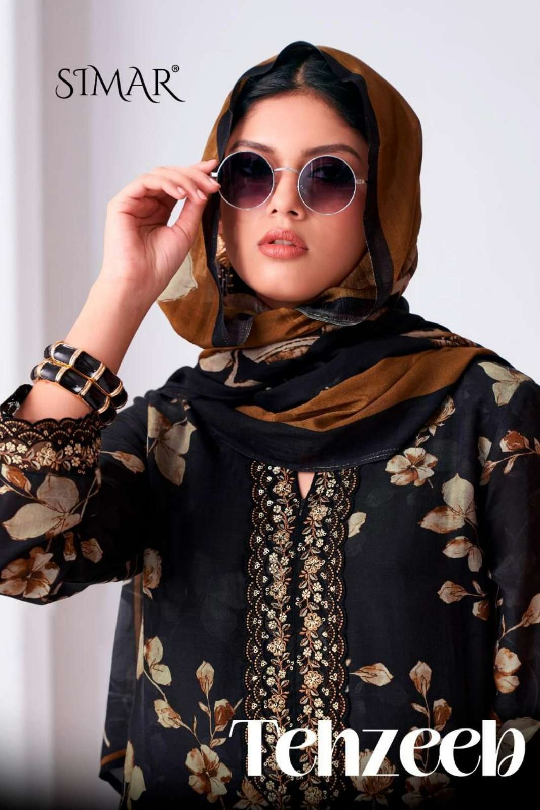 SIMAR Tehzeeb Pure Viscose Muslin Digital Print & Embroidery Work Suit