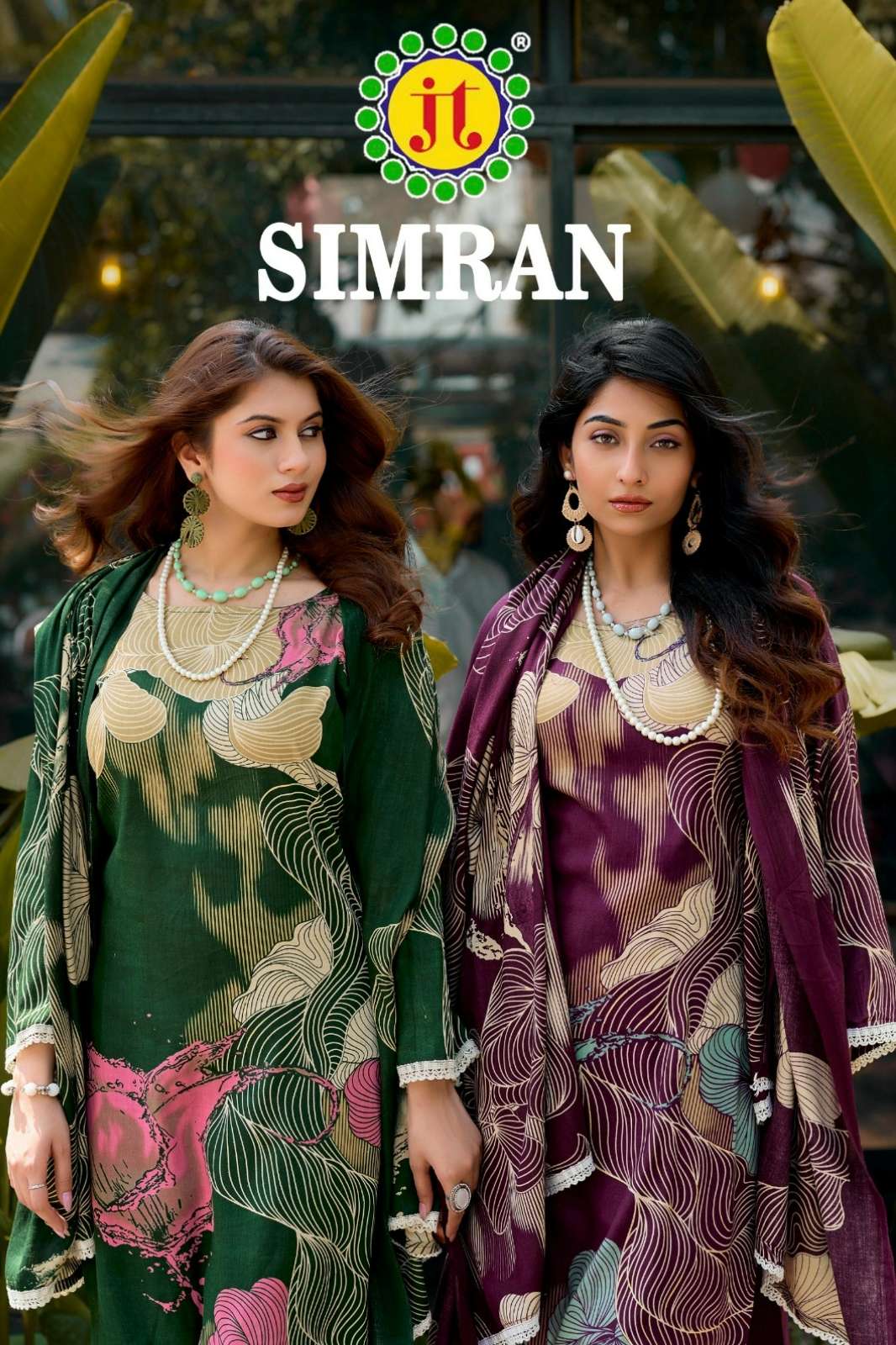 Textilemela JT Textile SIMRAN  Rayon Fabric Beutiful Lace & Printed Suit