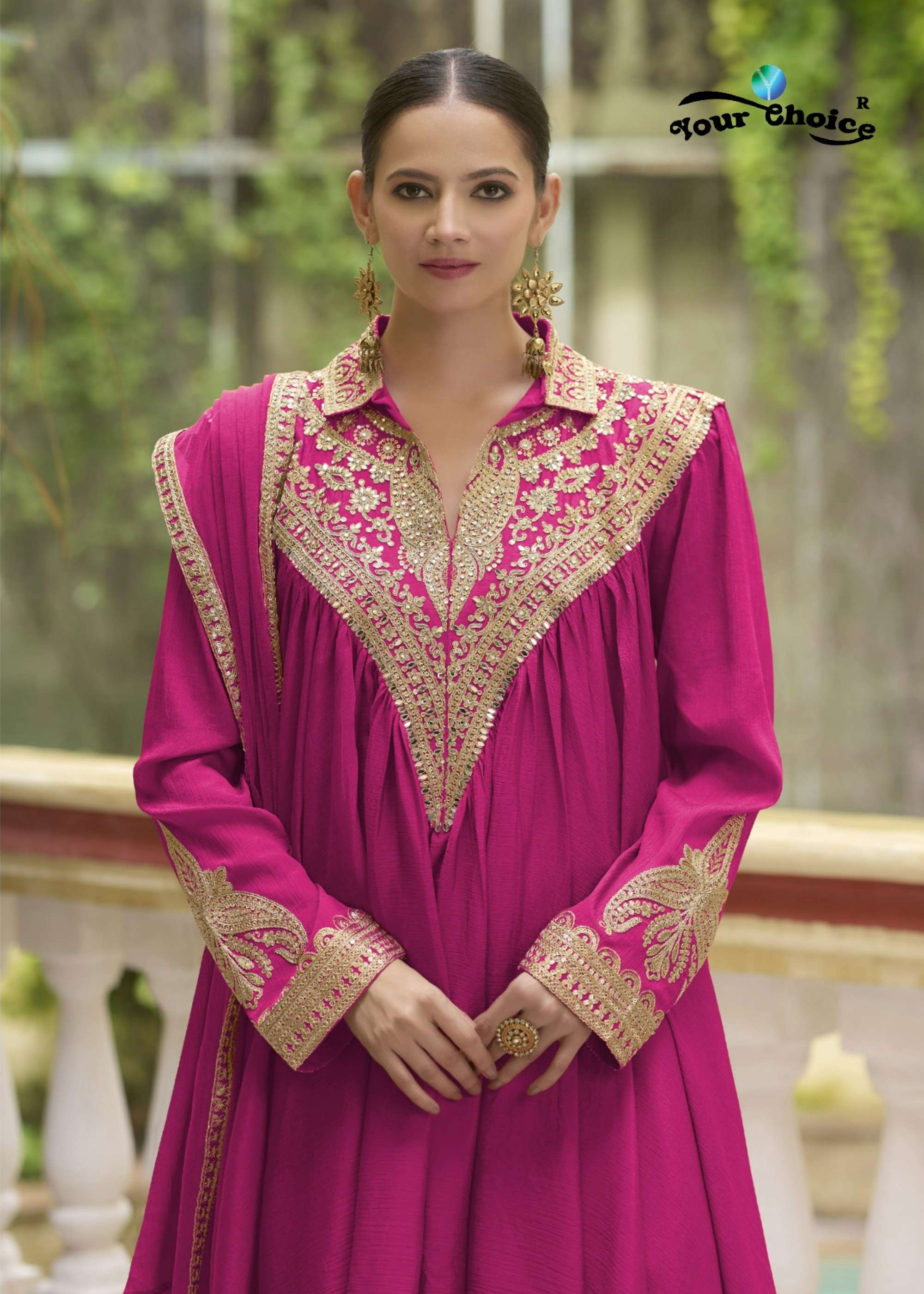 Your choice NAVYA Ready to Wear Heavy Chinon Embroidered Dhoti style Suit