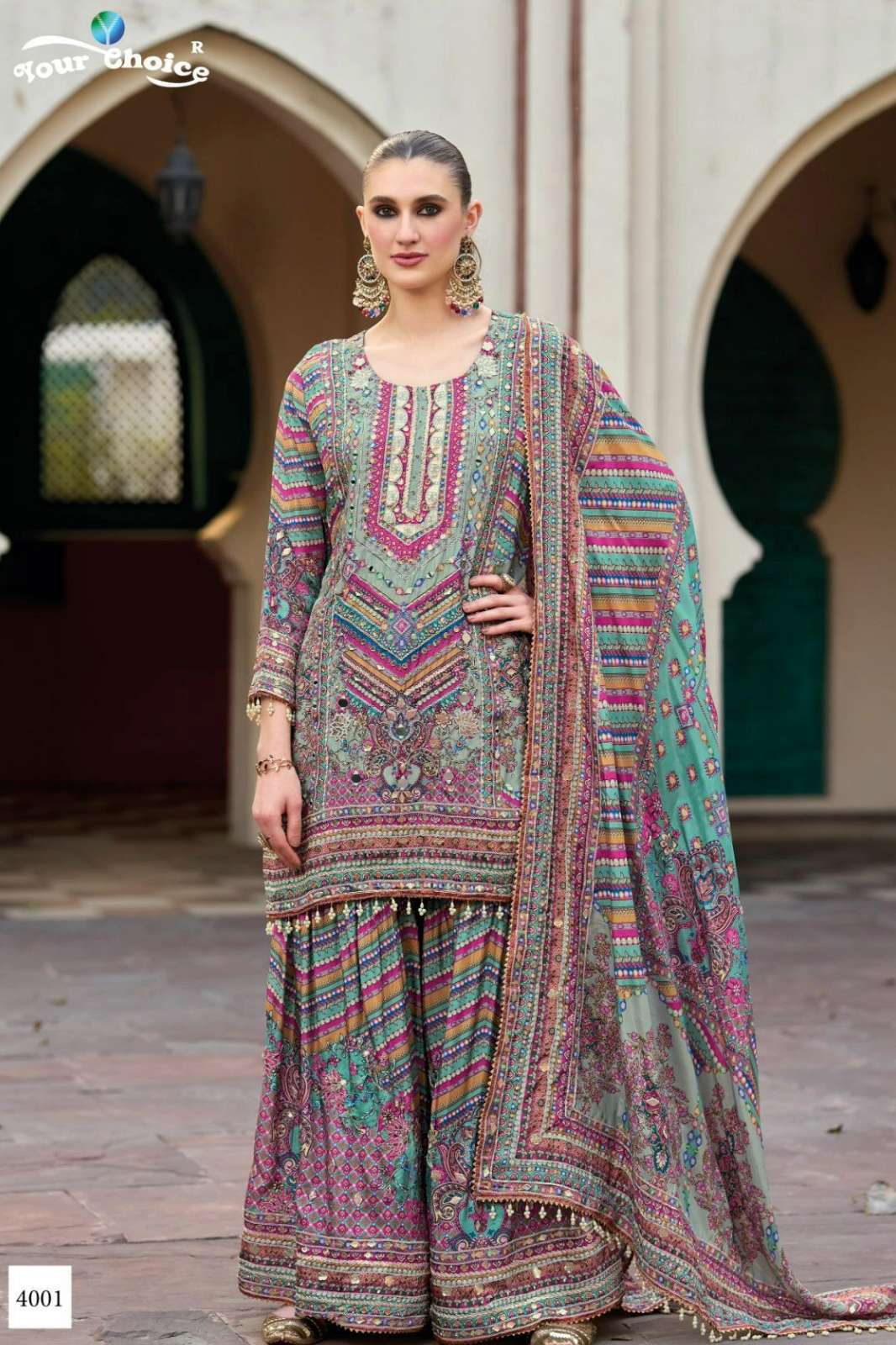 Your choice SEERAT 4 Ready to Wear Chinnon Digital Printed Suit 