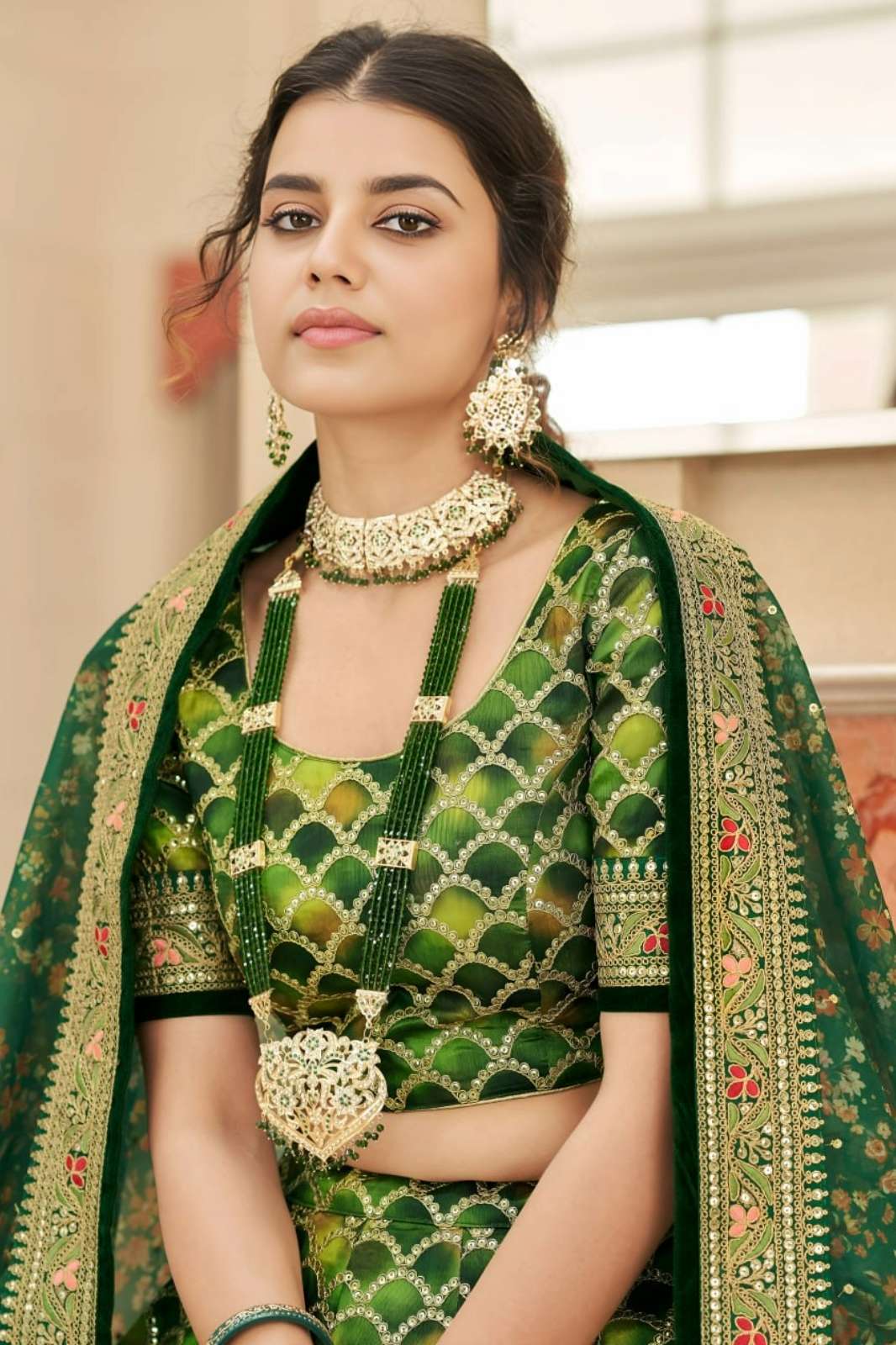 ZEEL 7428 Presents Green Scallop Embroidered Lehenga Choli 