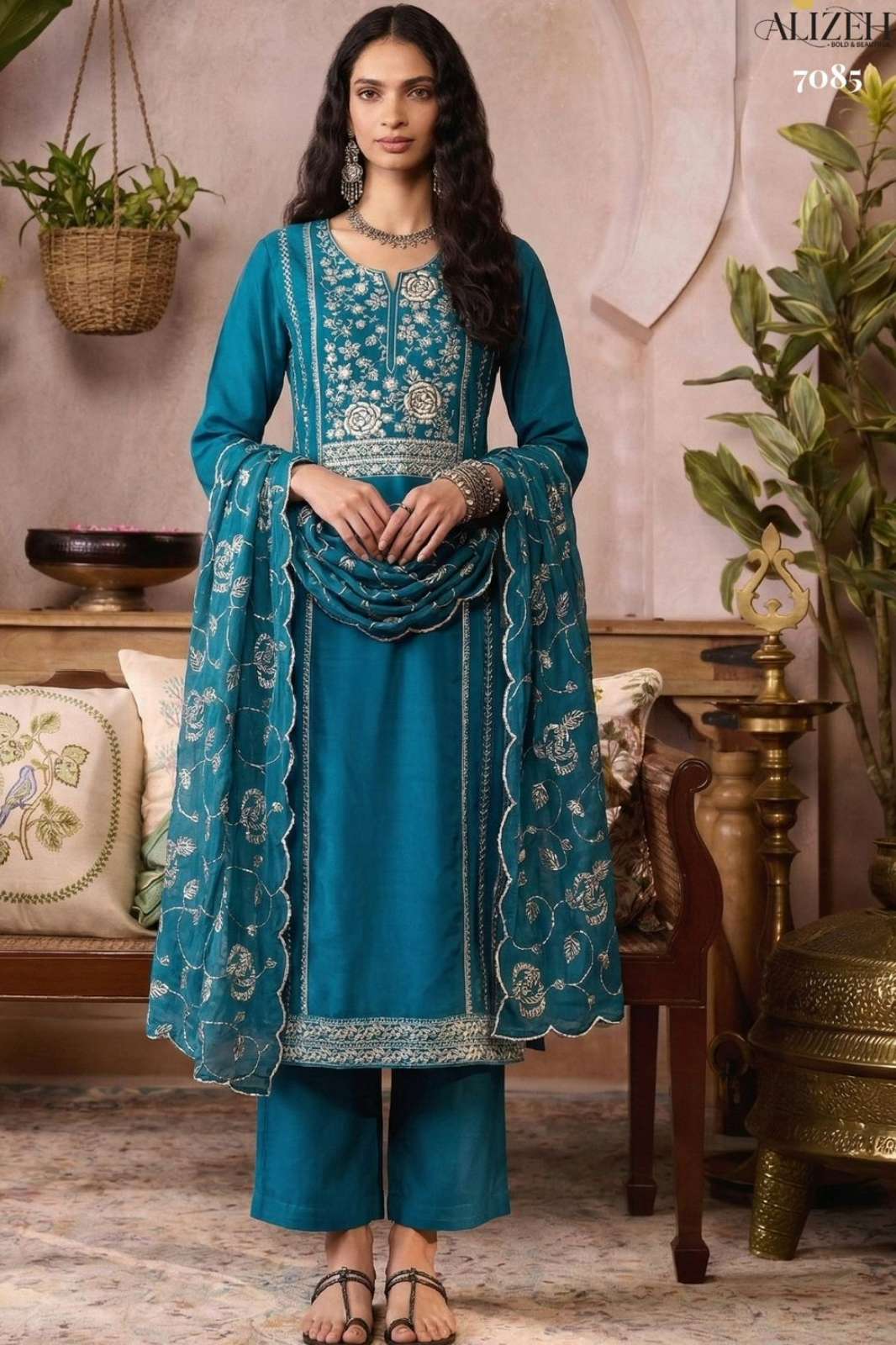 Alizeh 7085 88 Ready to Wear Beautiful Pure Organza Embroidery Work Suit