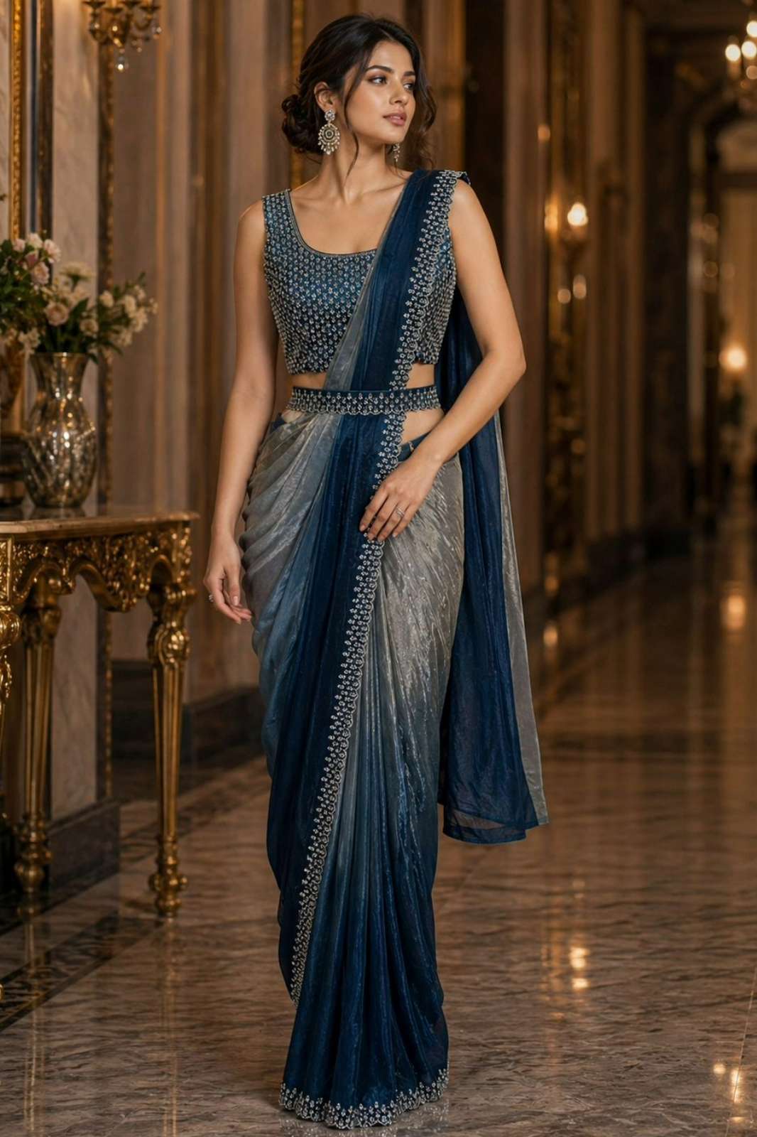 Amoha A501 Ready To Wear Fandy Fabric Tow Ton Saree 