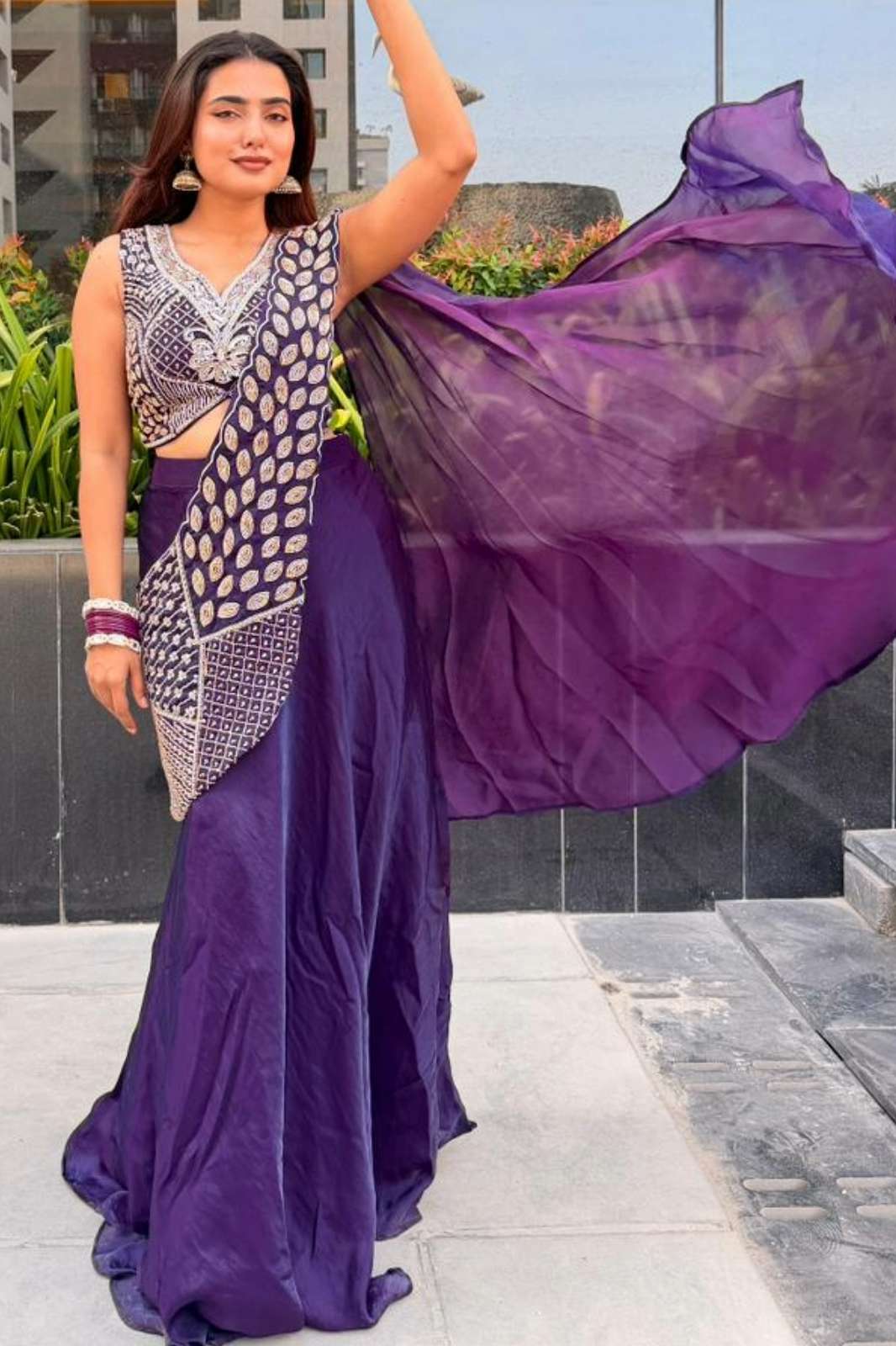 Amoha A510 Beautiful Ready to Wear Party Wear Saree with Beads Work
