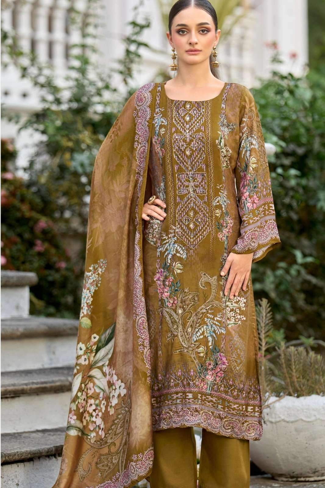 Amrutvela AT 222 Pure Viscous Maslin Digital Print & Handwork Pakistani Suit