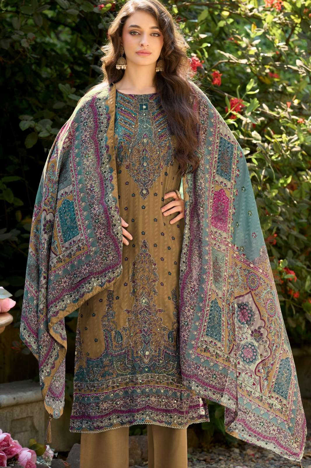 Amrutvela AT 231 Pure Viscous Maslin Digital Print & Handwork Pakistani Suit