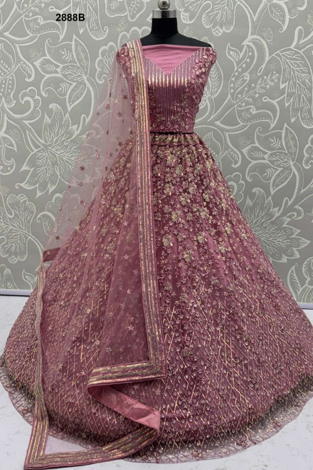 Anjani Arts 23383 Beautiful Net Embroidered Wedding Wear Lehenga Choli