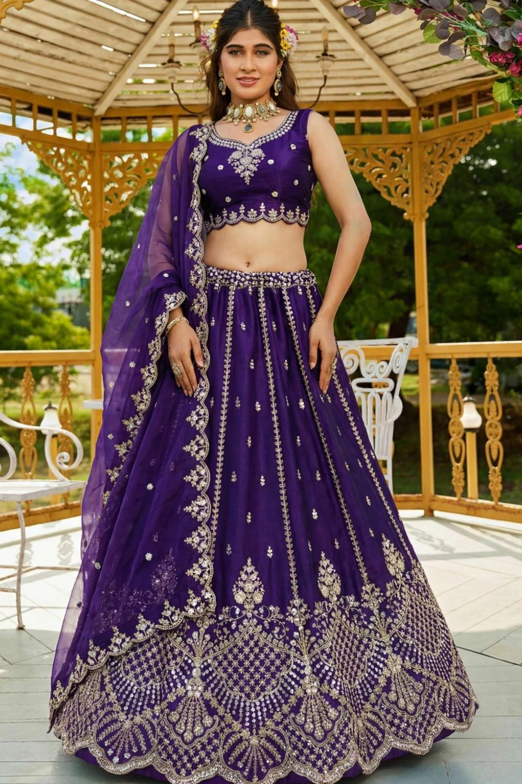 Anjani Arts 23385 Beautiful Net Embroidered Wedding Wear Lehenga Choli