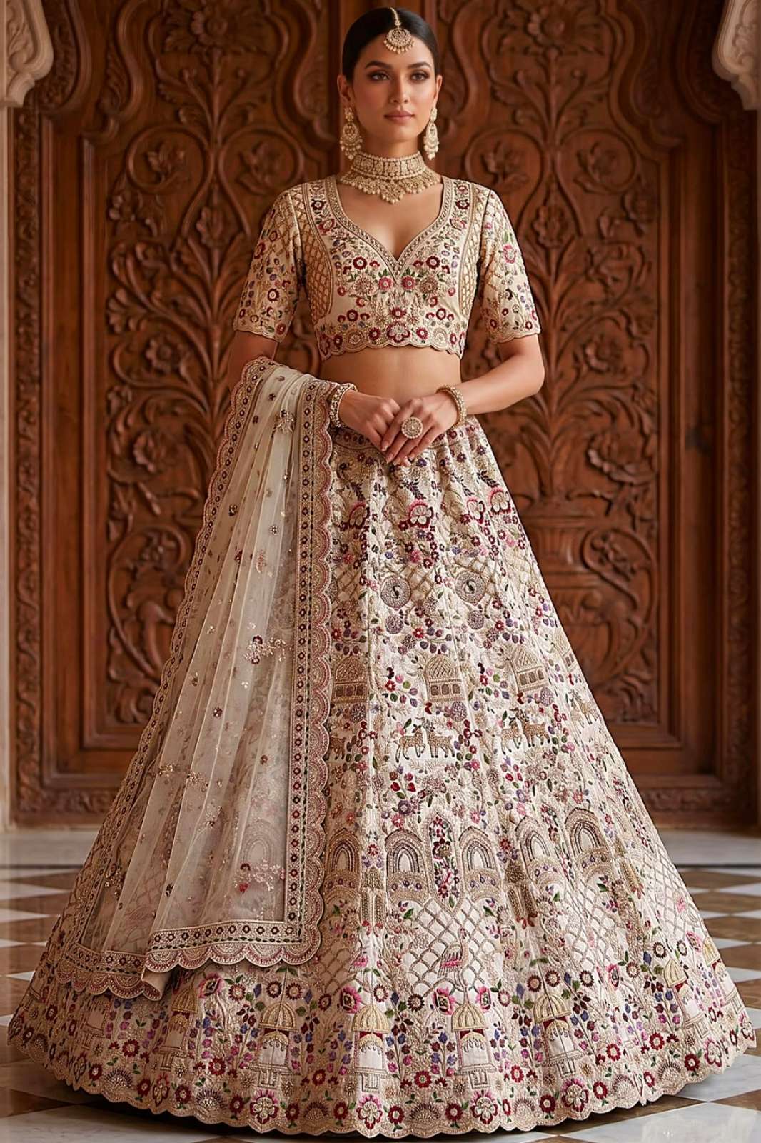 Anjani Arts 23438 BeautifulGadhwal Silk Embroidered Wedding Wear Lehenga Choli