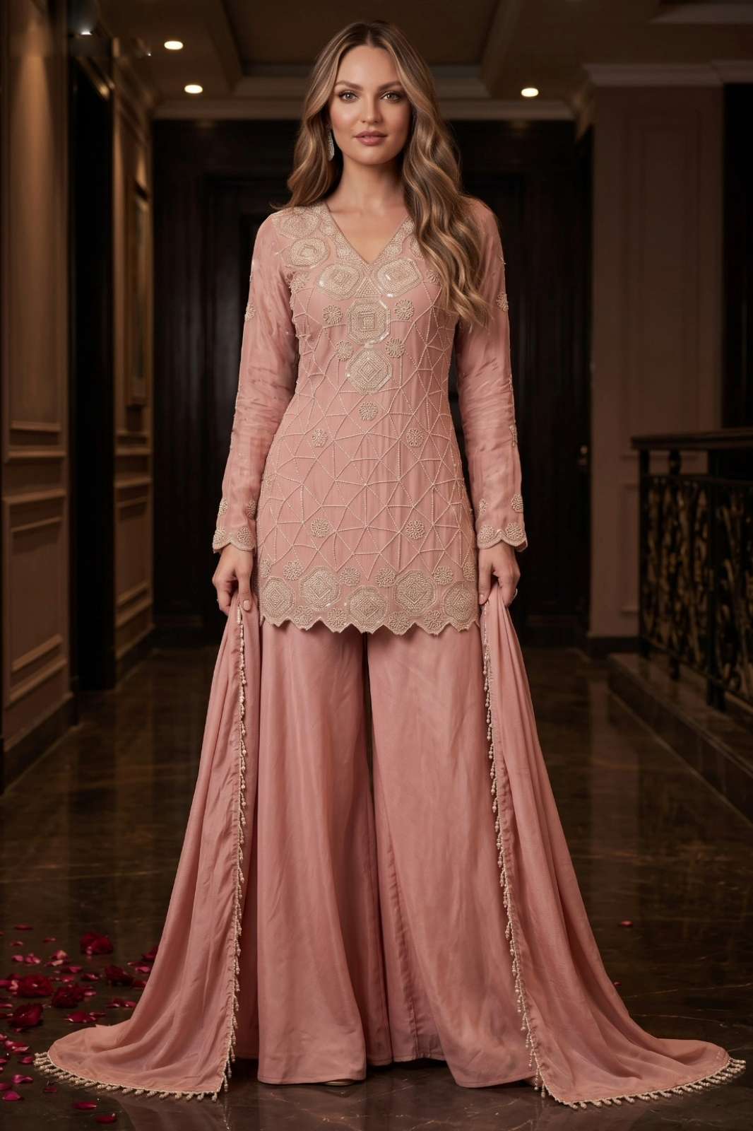AURRAA MALEEKA Ready to wear Premium Embroidered Real Chinon Suit