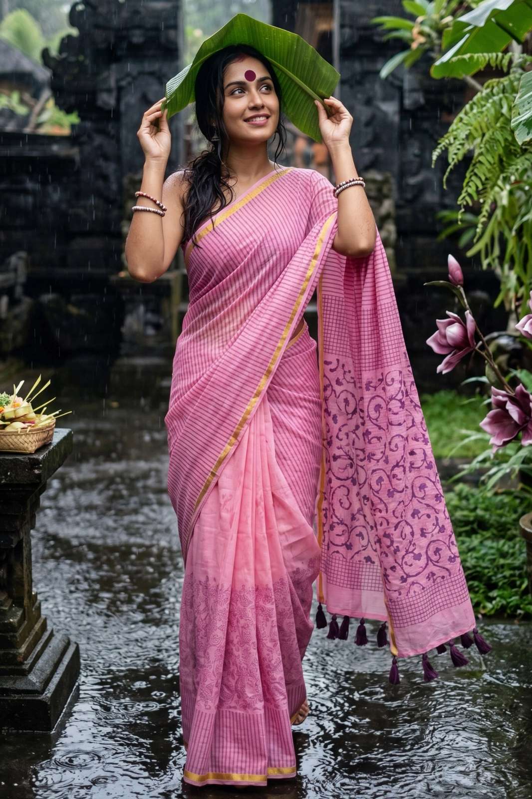 Balaji Emporium 23363 Soft Maslin Cotton With Zari Bodar Saree