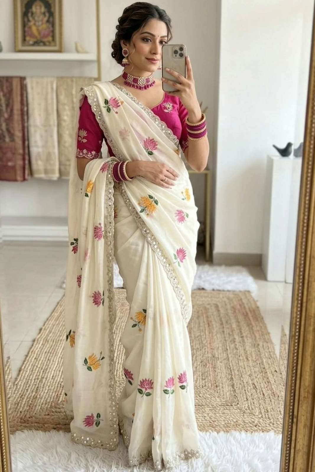 Balaji Emporium 23389 Rangoli Silk Saree with Floral Embroidery Work