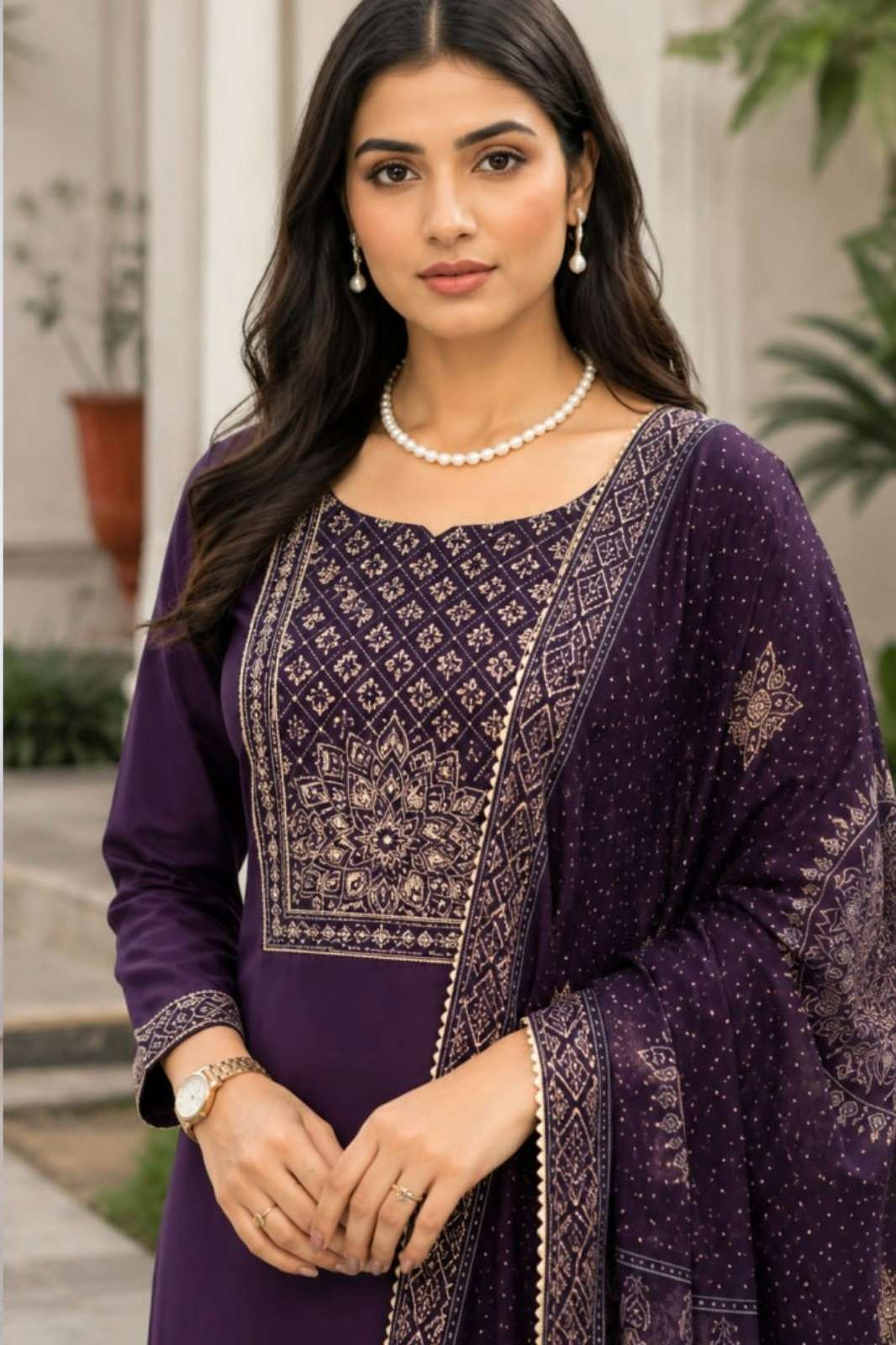 Balaji Emporium 23414 Ready to Wear Modal Chanderi Foil Work & HandWork Suit