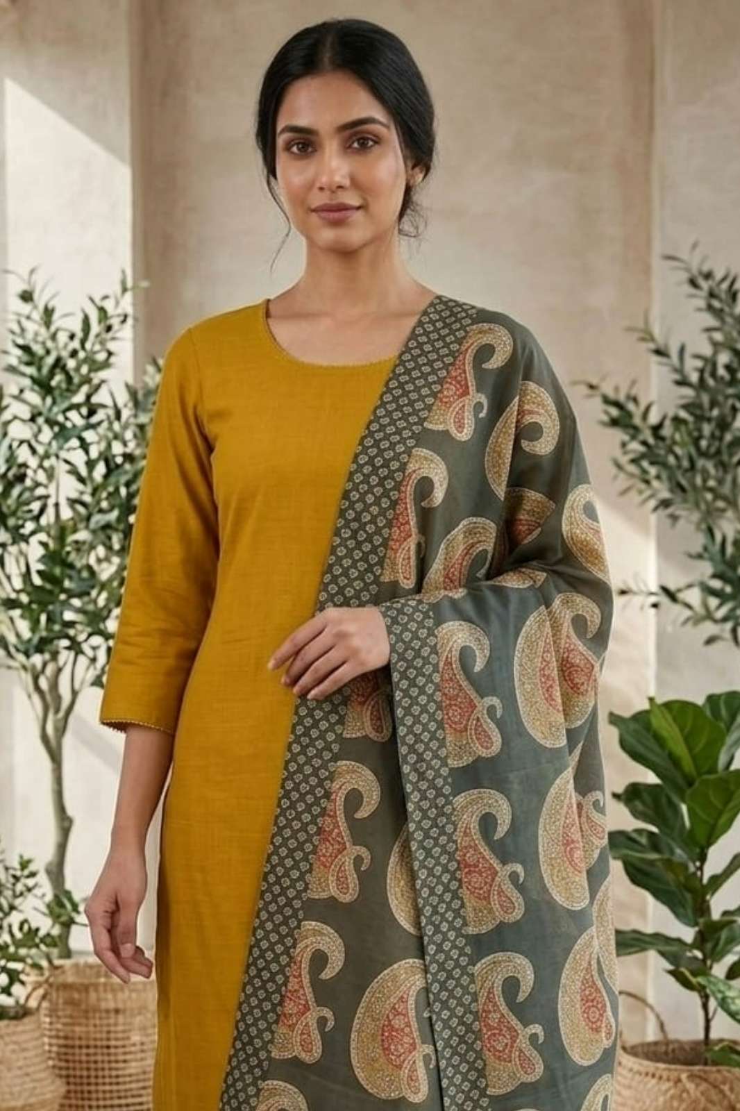 Balaji Emporium 23559 Ready to Wear Pure Rayon Plain Suit with Printed Chanderi Dupatta 